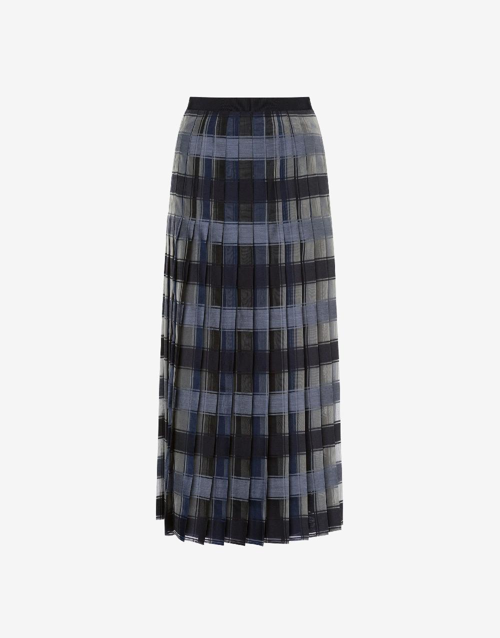 Alberta Ferretti Gonna a pieghe in organza check lana seta