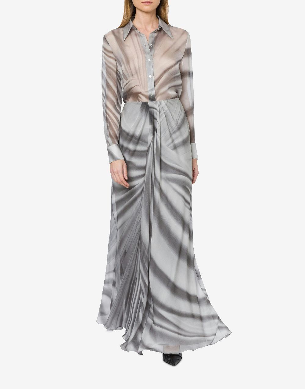 Alberta Ferretti Gonna In Chiffon Con Stampa Drappeggio