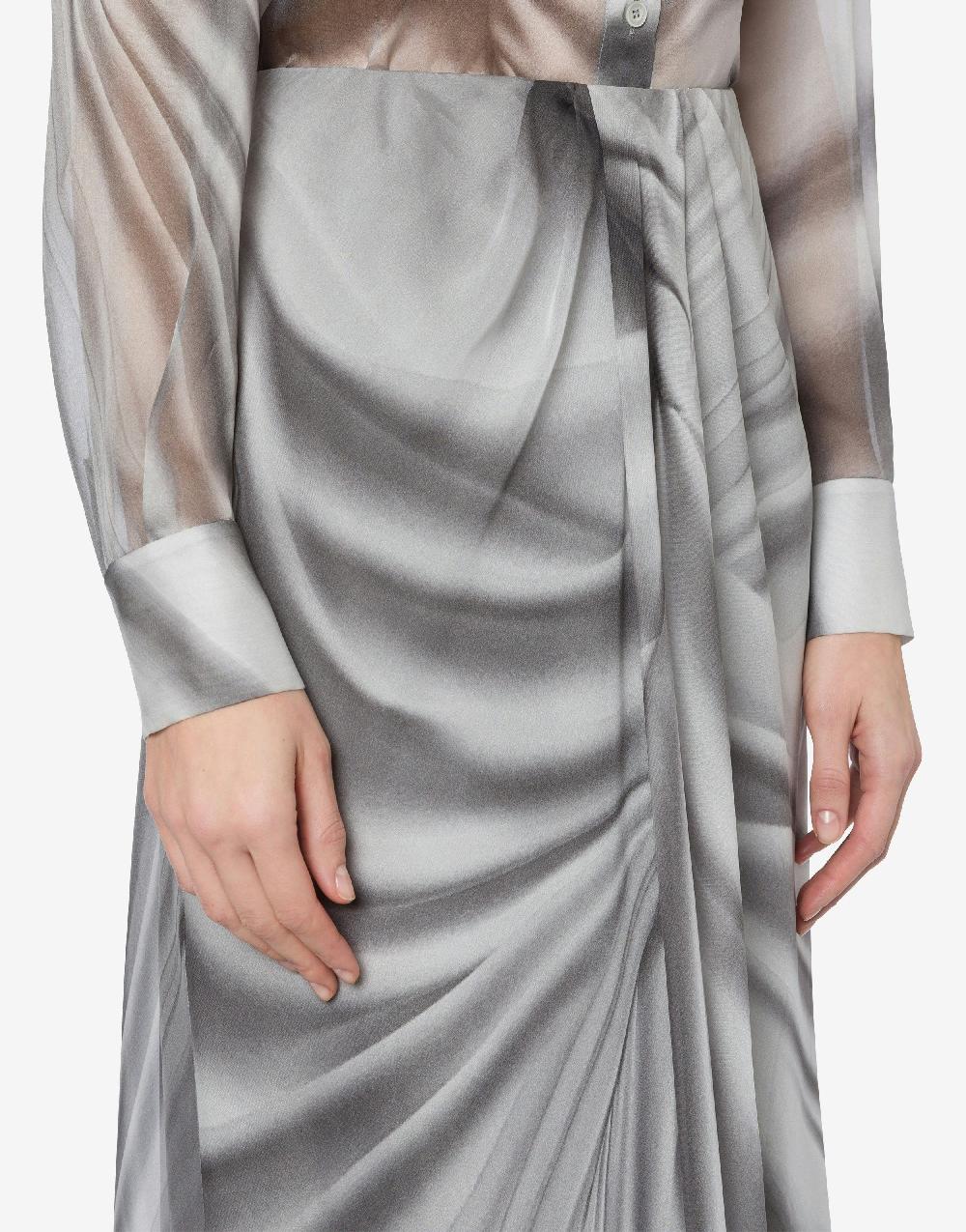 Alberta Ferretti Gonna In Chiffon Con Stampa Drappeggio