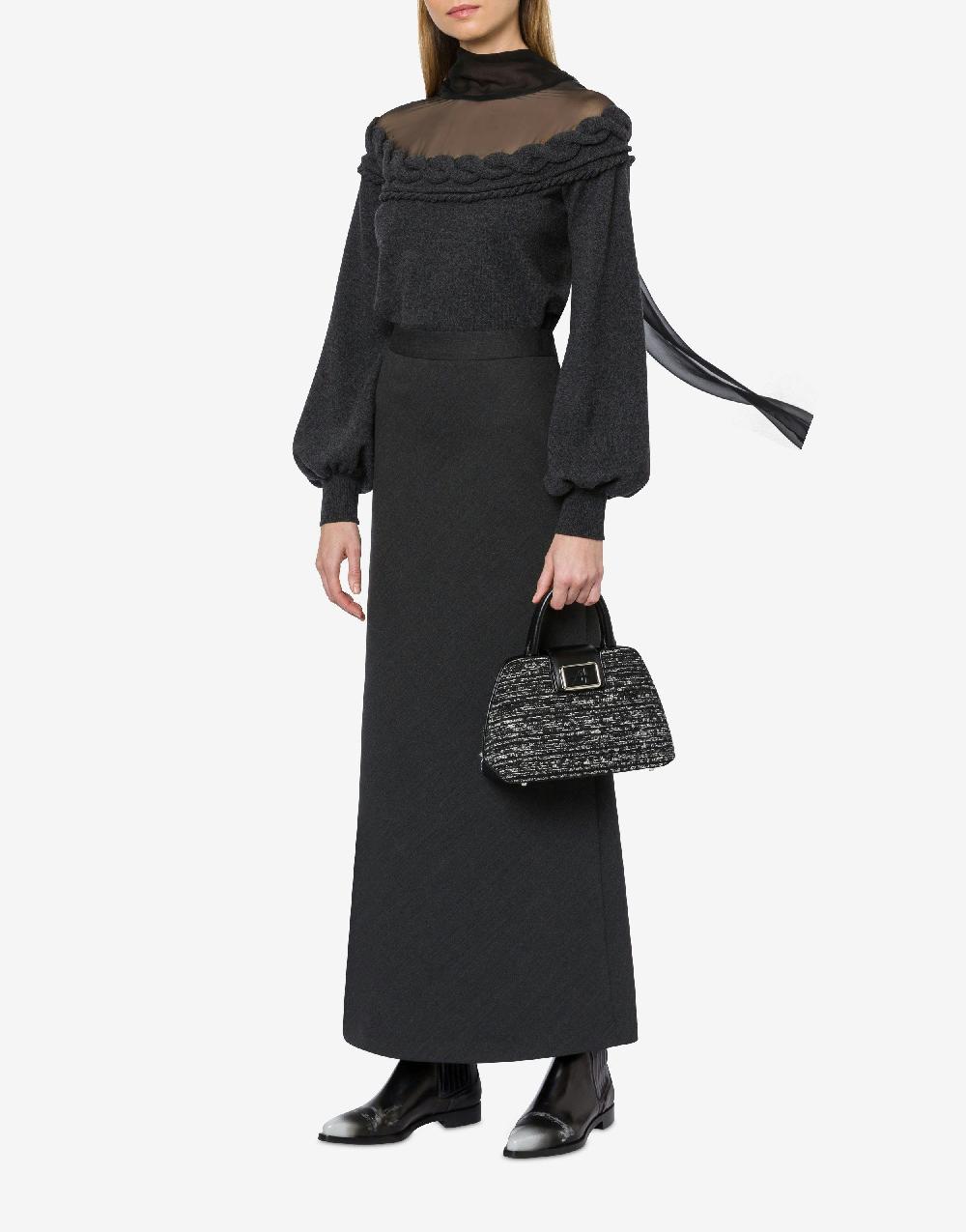 Alberta Ferretti Gonna Lunga In Twill Di Lana Stretch