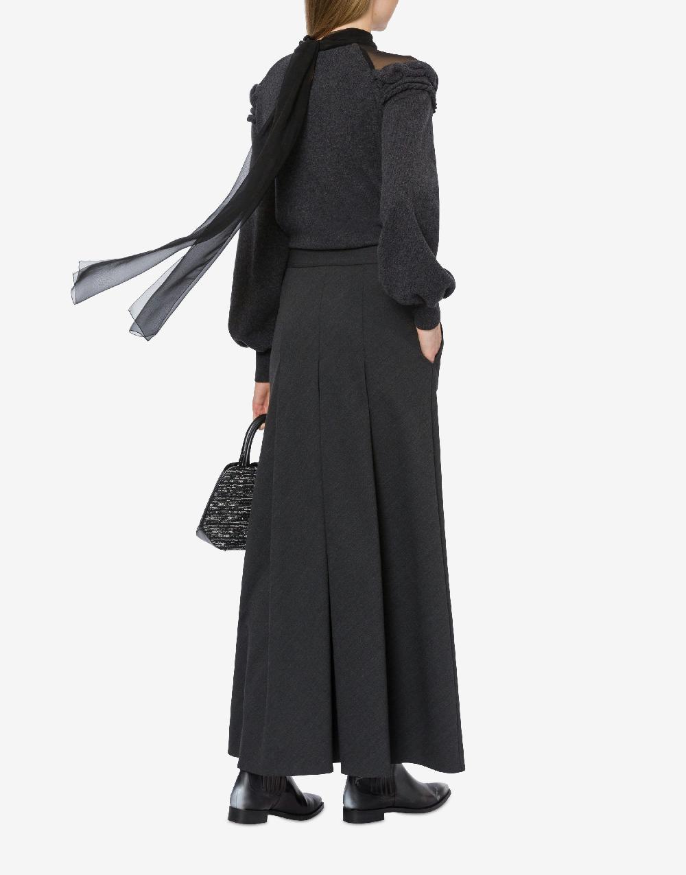 Alberta Ferretti Gonna Lunga In Twill Di Lana Stretch