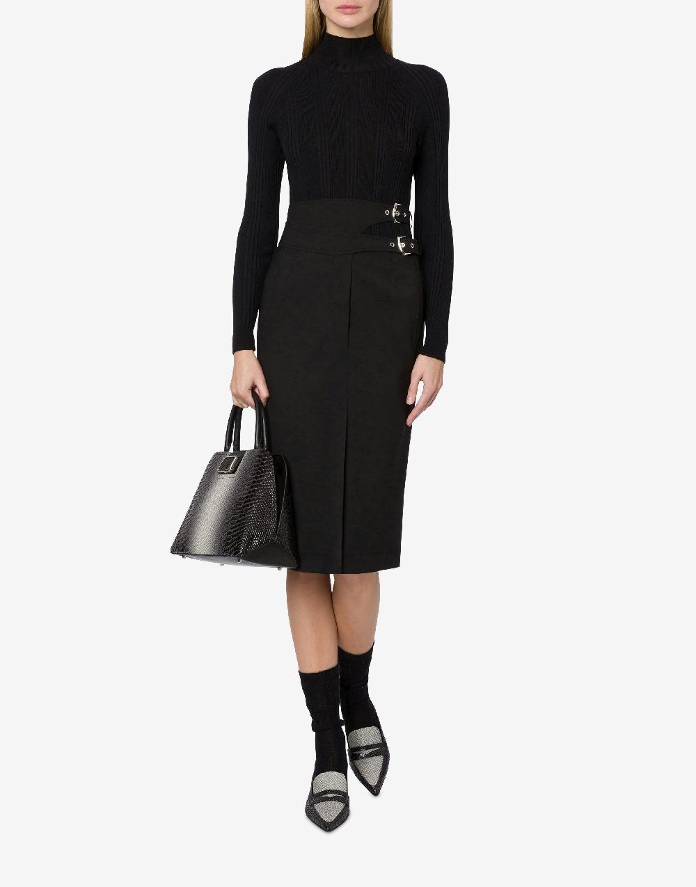 Alberta Ferretti Gonna Midi In Tela Di Lana Stretch