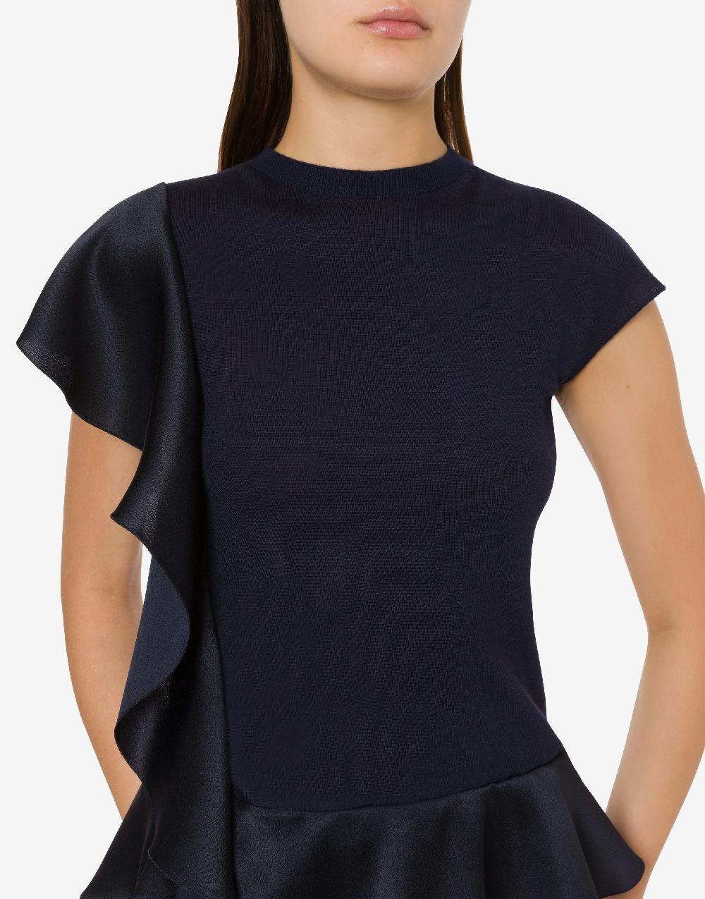 Alberta Ferretti Maglia In Cashmere E Seta Con Ruches