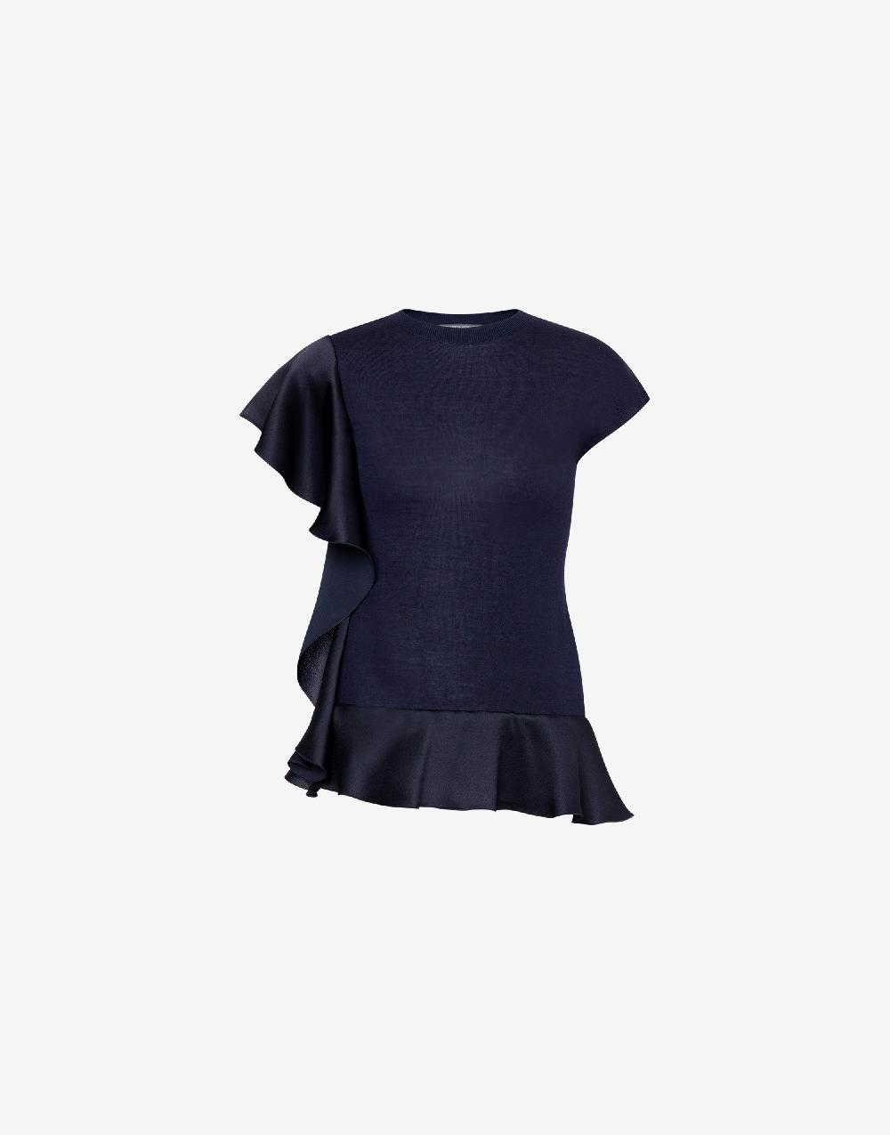 Alberta Ferretti Maglia in cashmere e seta con ruches