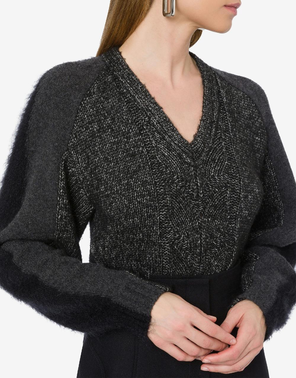 Alberta Ferretti Maglione Con Maniche In Misto Lana Cashmere