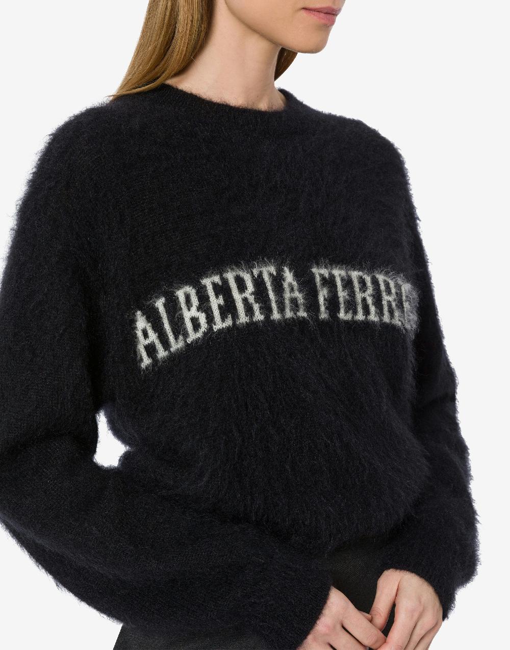 Alberta Ferretti Maglione In Mohair Superkid Con Logo