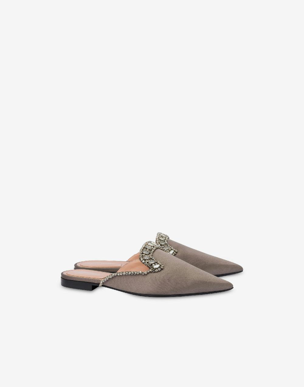 Alberta Ferretti Mia Mule in raso con ricamo effetto gioiello