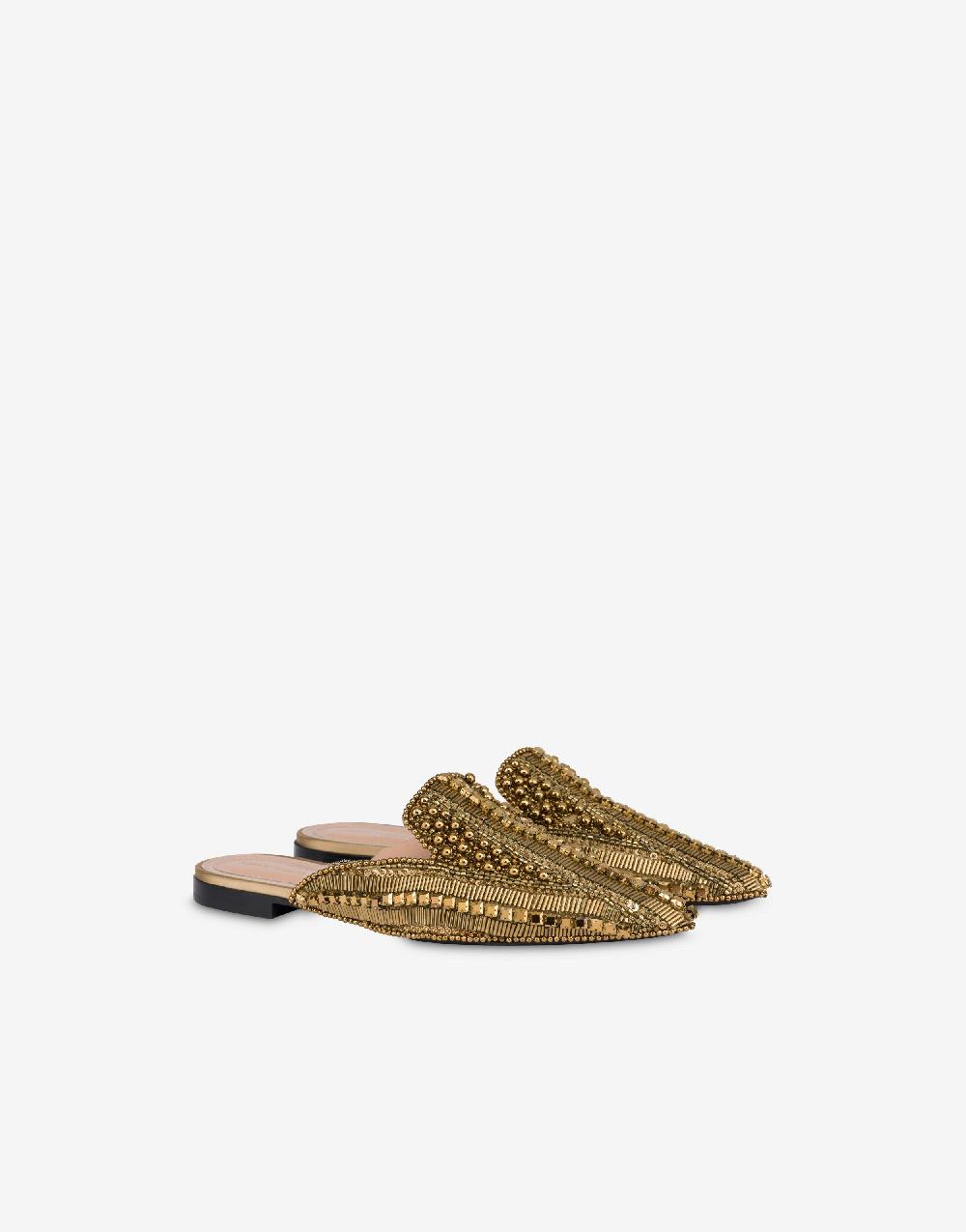 Alberta Ferretti Mia Mule in raso con ricamo perline e strass