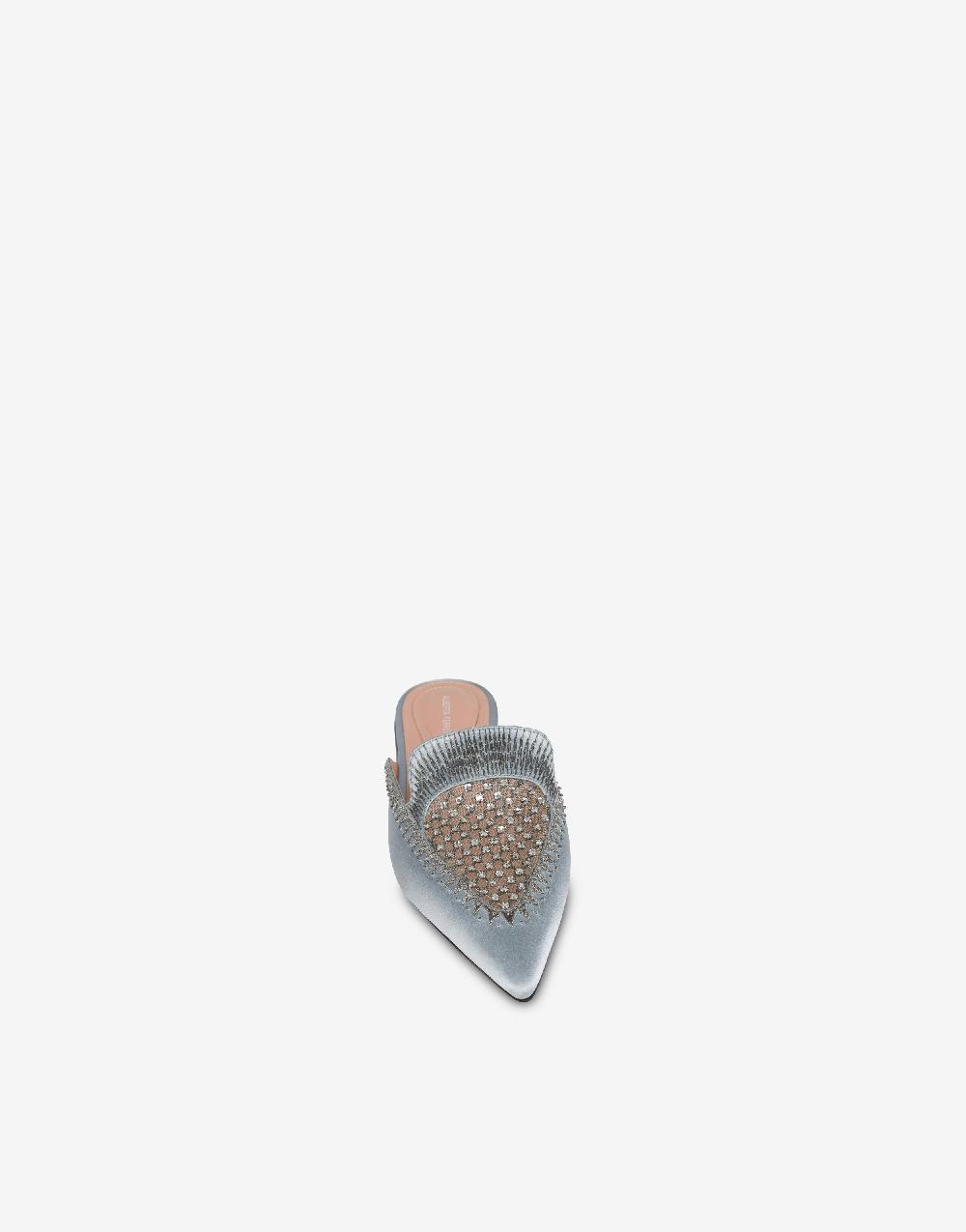 Alberta Ferretti Mia Mule In Raso Con Ricamo Strass