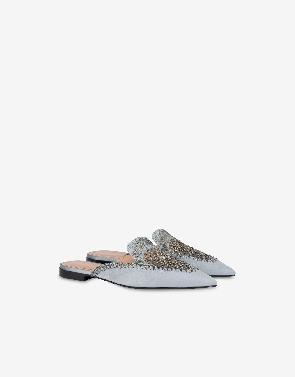 Alberta Ferretti Mia Mule in raso con ricamo strass