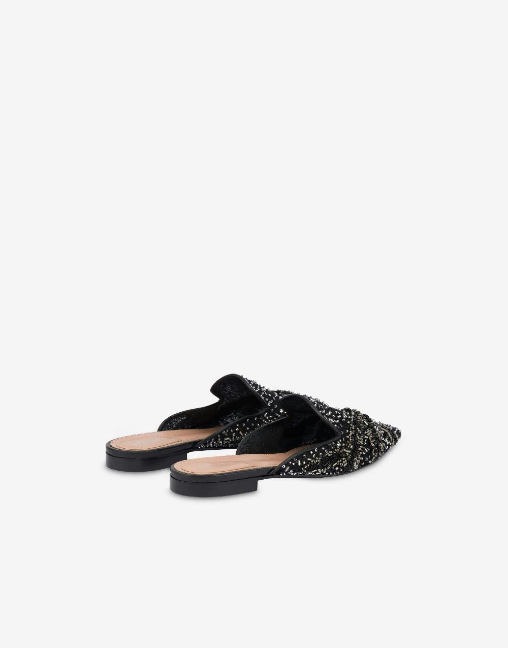 Alberta Ferretti Mia Mule In Rete Con Paillettes E Perline