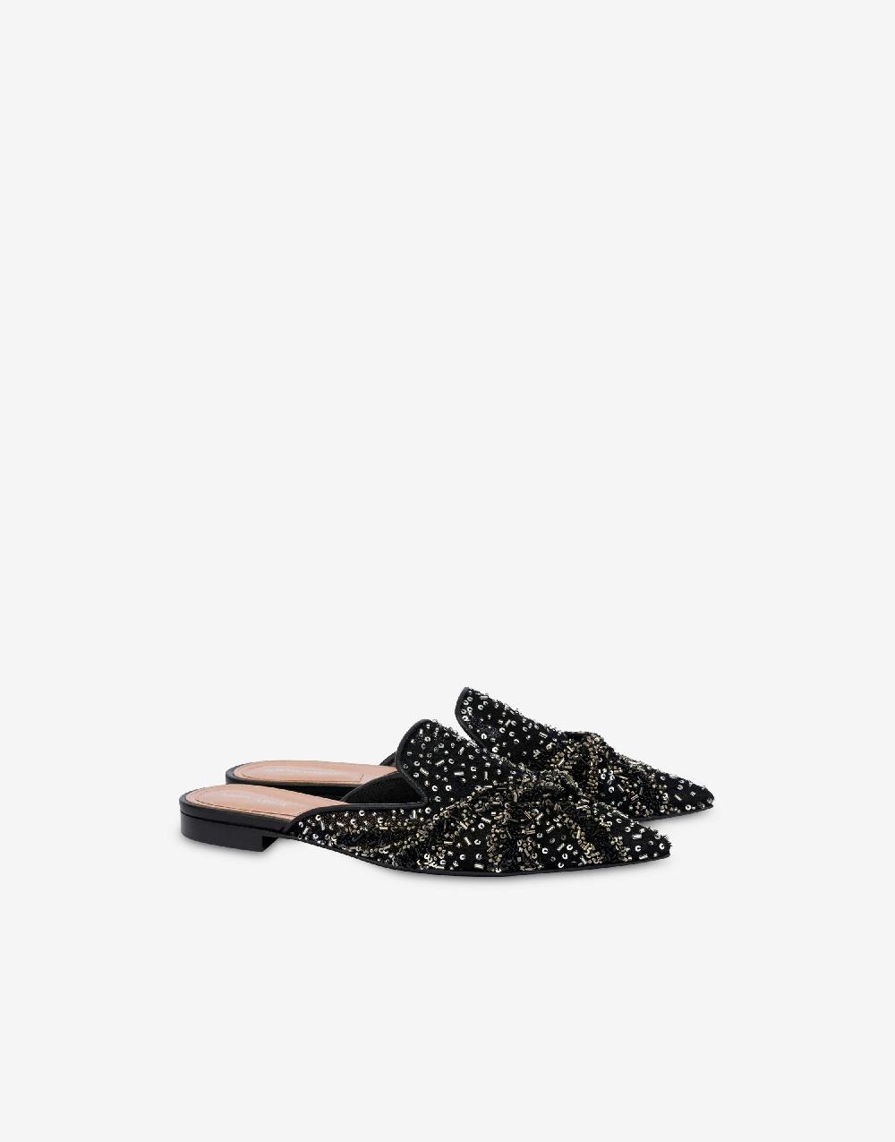 Alberta Ferretti Mia Mule in rete con paillettes e perline