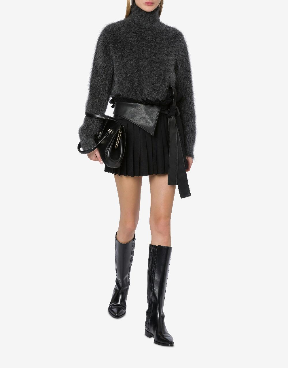 Alberta Ferretti Minigonna A Pieghe In Twill Di Lana Stretch