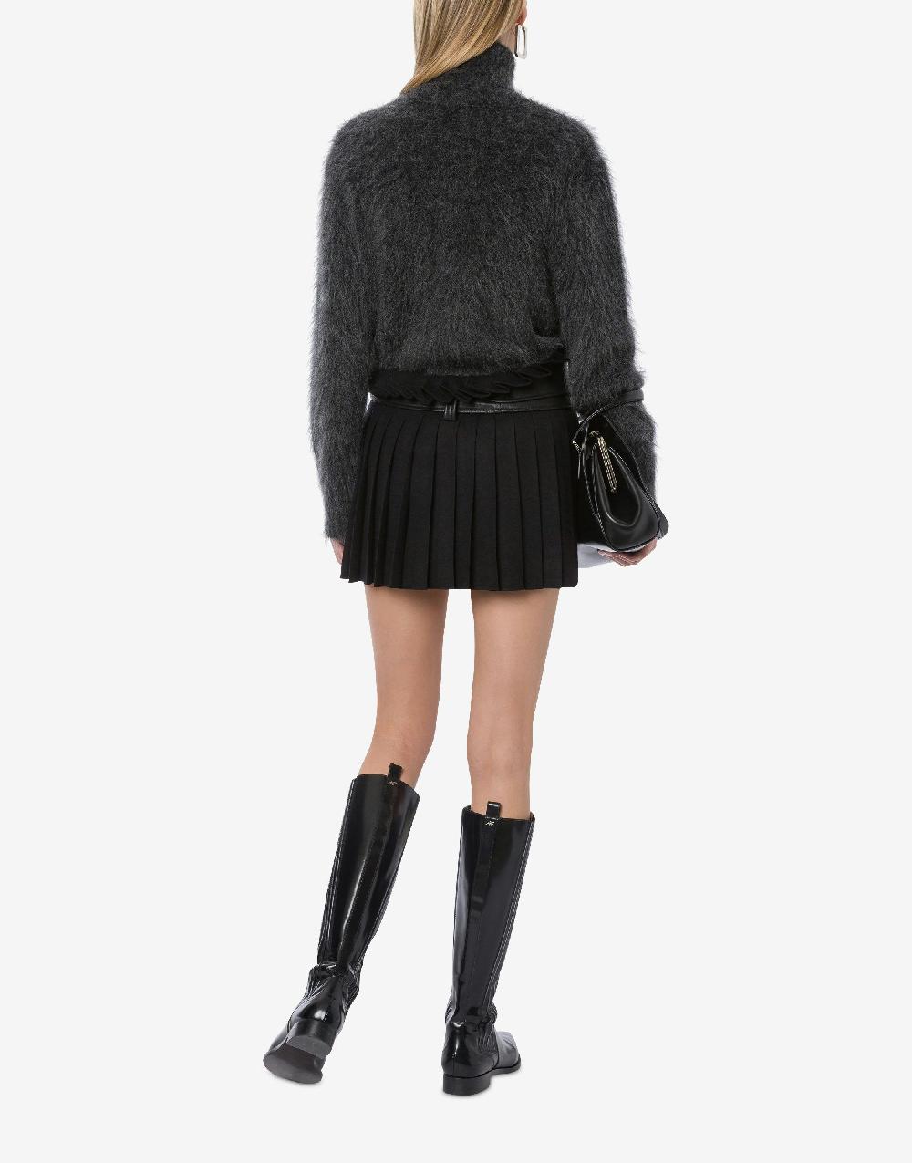 Alberta Ferretti Minigonna A Pieghe In Twill Di Lana Stretch