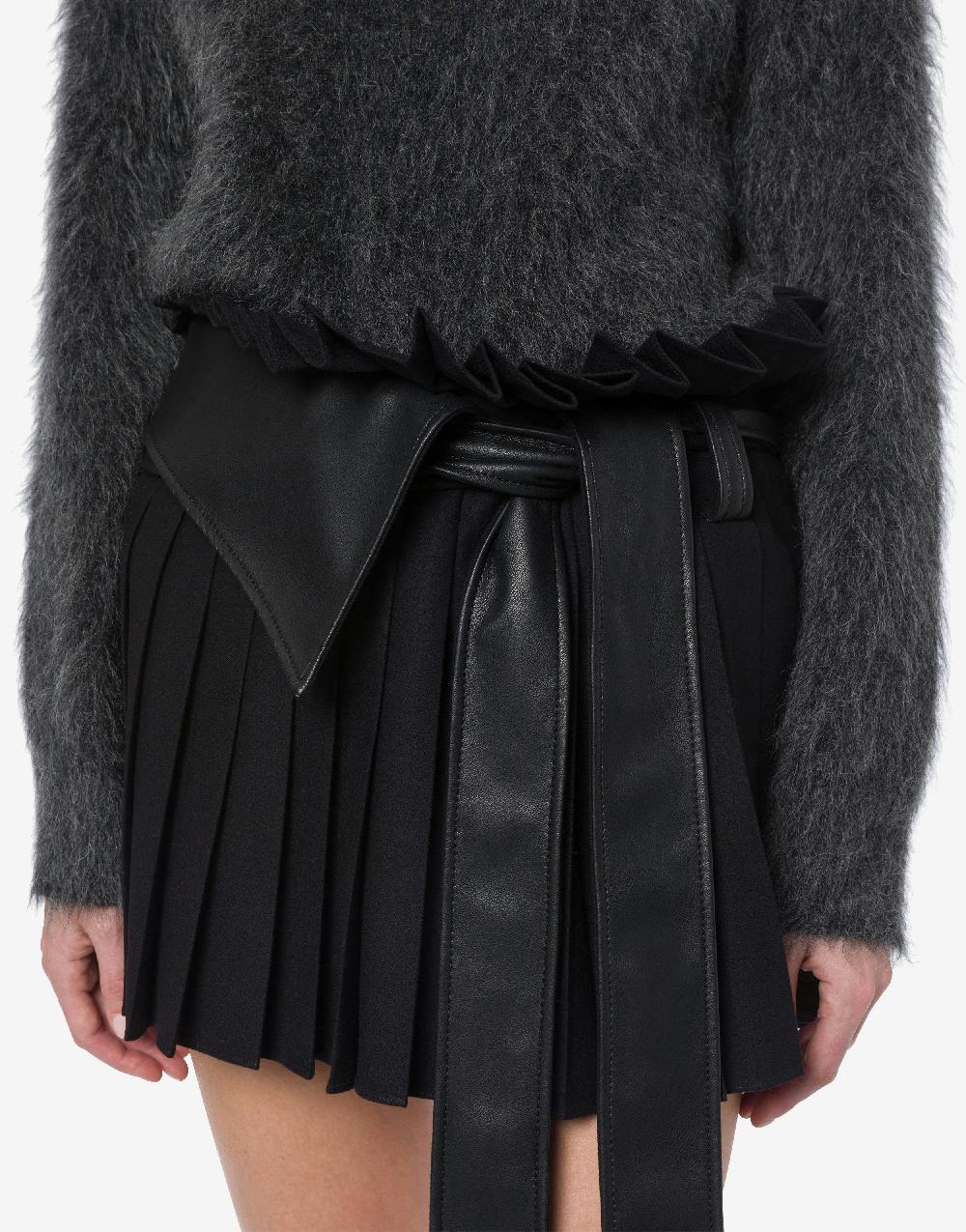 Alberta Ferretti Minigonna A Pieghe In Twill Di Lana Stretch