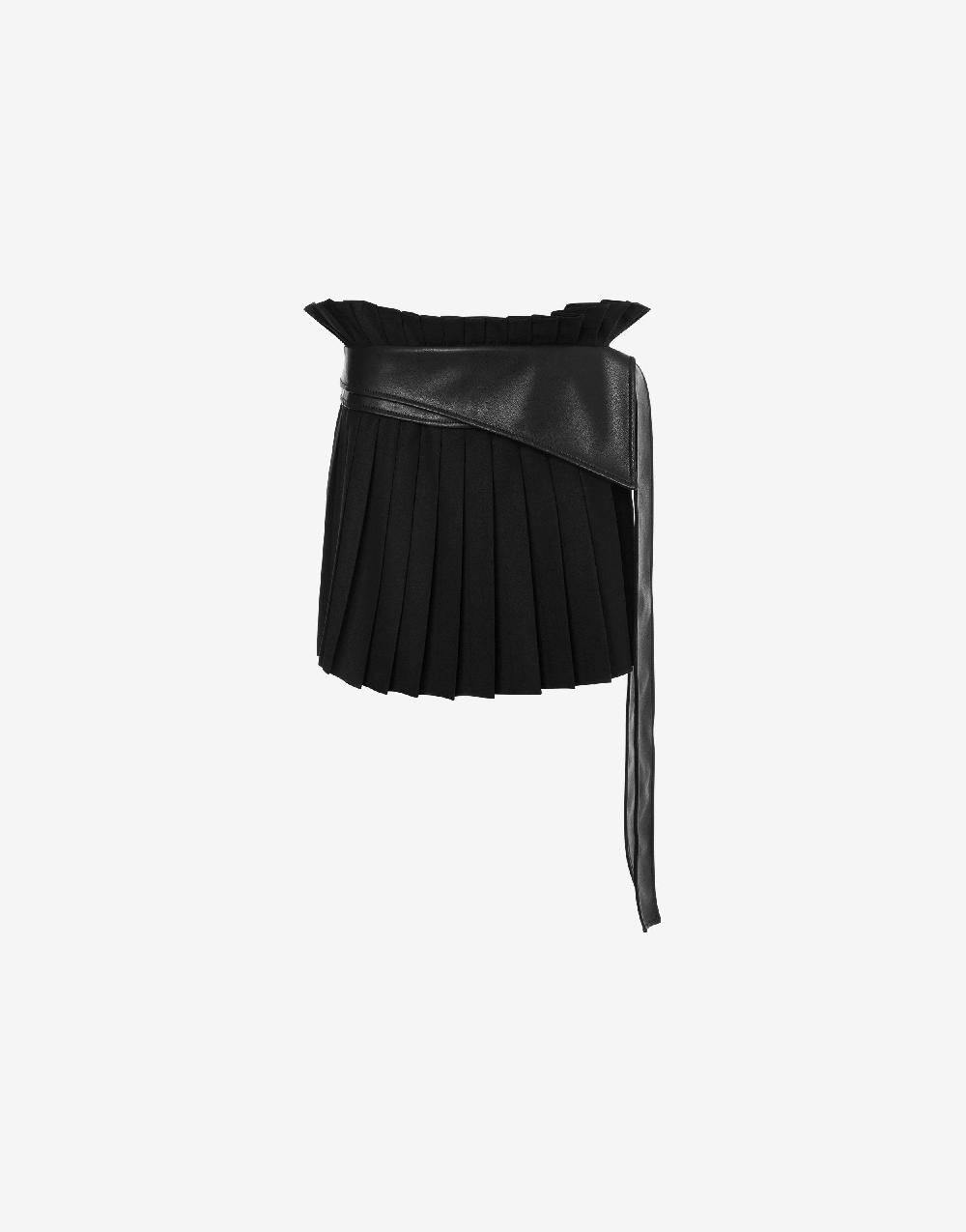 Alberta Ferretti Minigonna a pieghe in twill di lana stretch