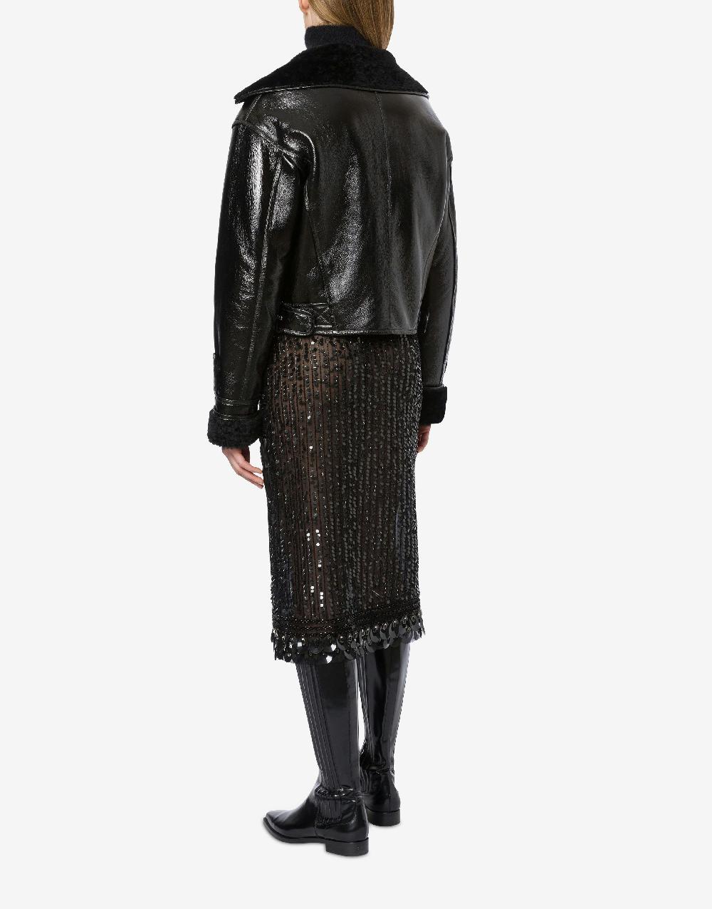 Alberta Ferretti Montone In Shearling Lucido Reversibile