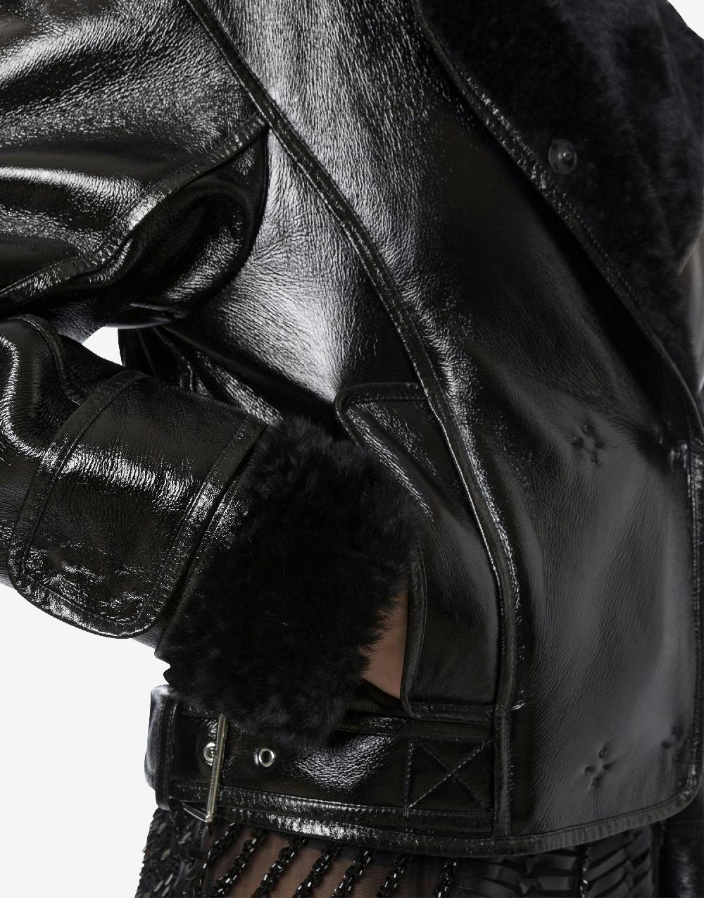 Alberta Ferretti Montone In Shearling Lucido Reversibile