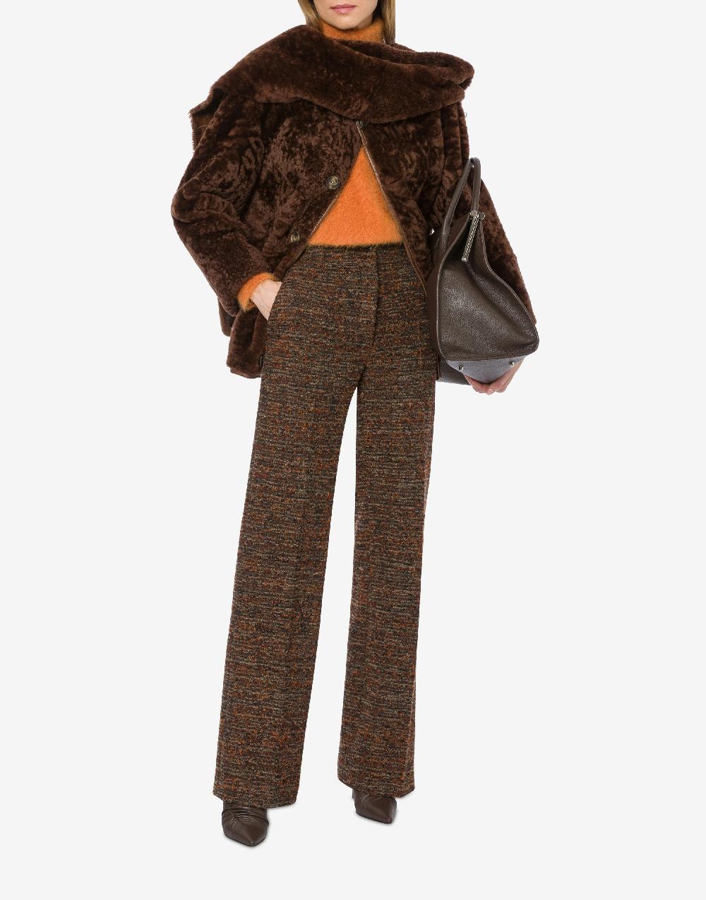 Alberta Ferretti Montone Reversibile In Shearling Lucido Con Sciarpa