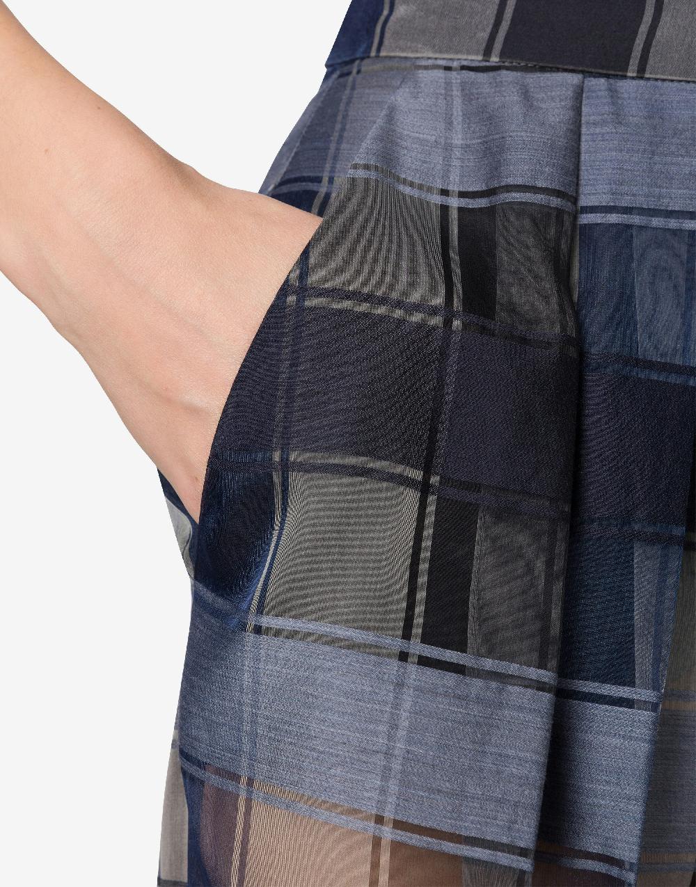 Alberta Ferretti Pantalone A Palazzo In Organza Check Lana Seta