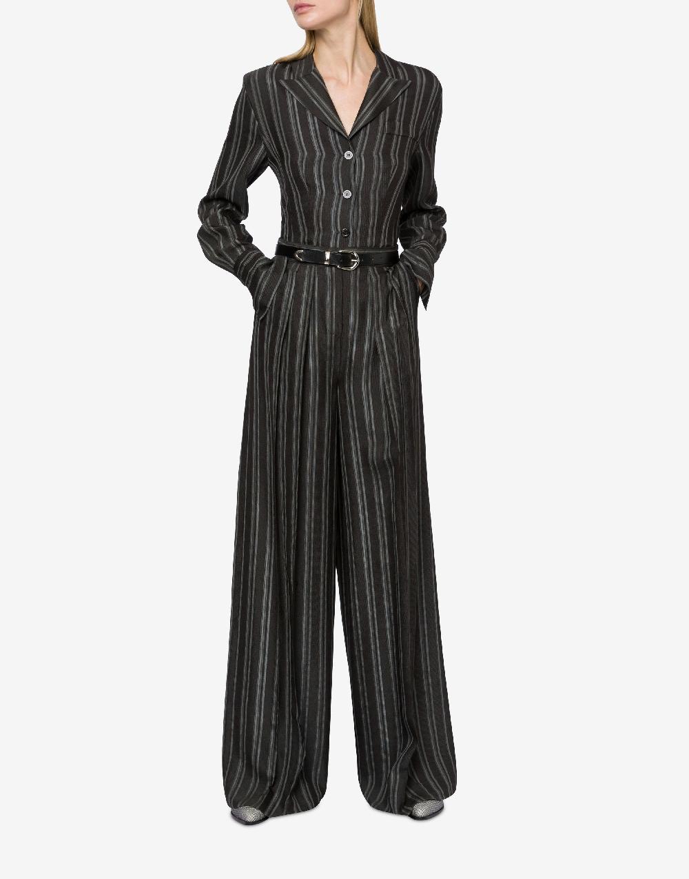 Alberta Ferretti Pantalone A Palazzo In Saglia Di Viscosa Rigata