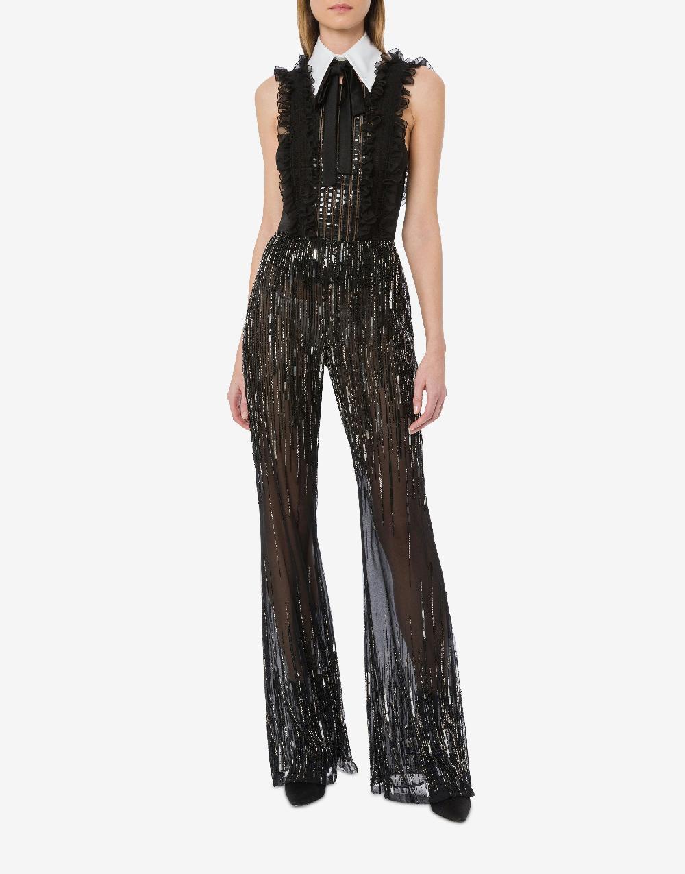 Alberta Ferretti Pantalone Con Flare Perline E Paillettes Degradé