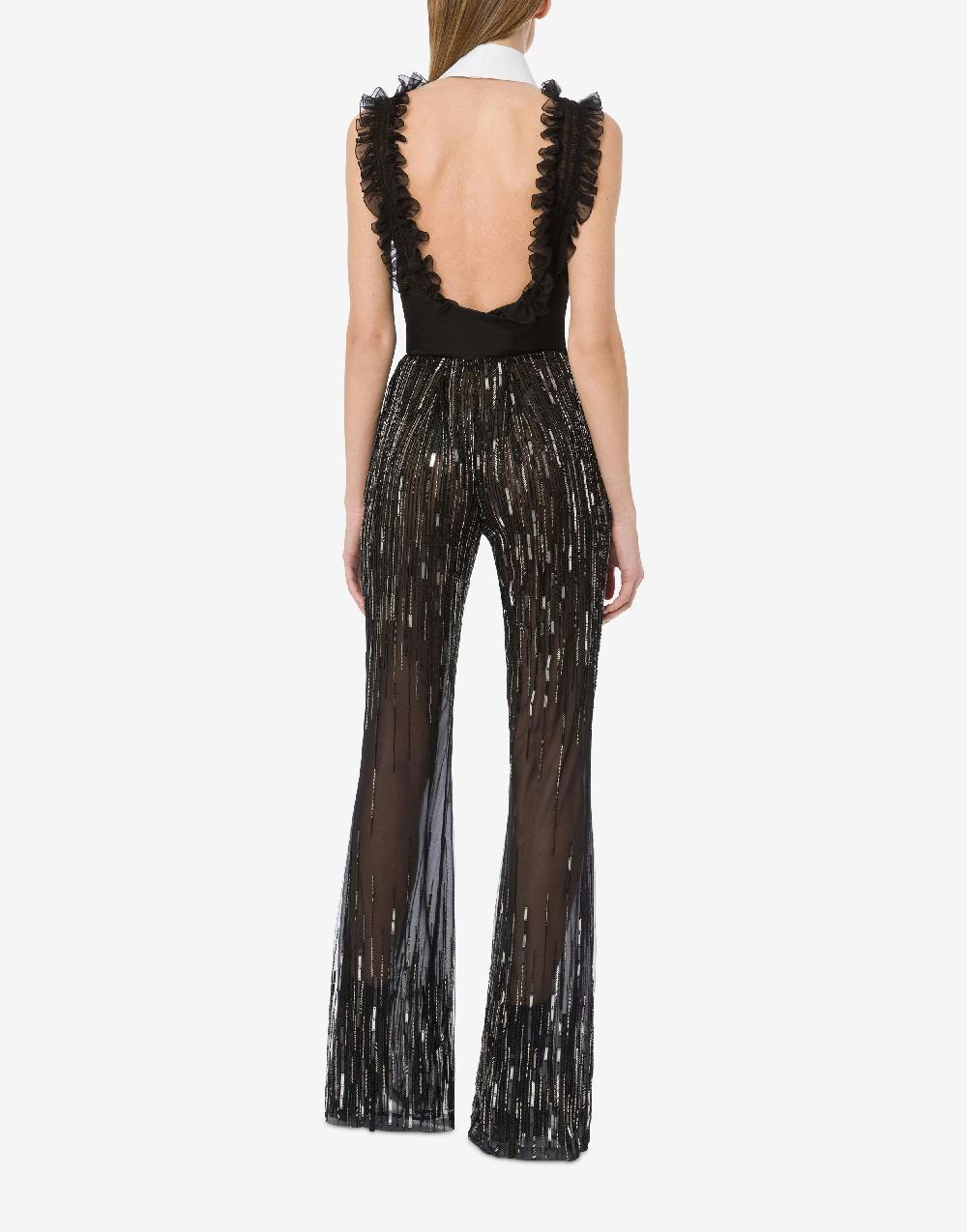 Alberta Ferretti Pantalone Con Flare Perline E Paillettes Degradé