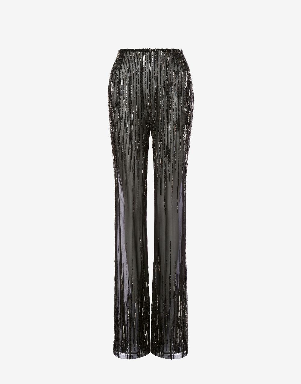 Alberta Ferretti Pantalone con flare perline e paillettes degradé