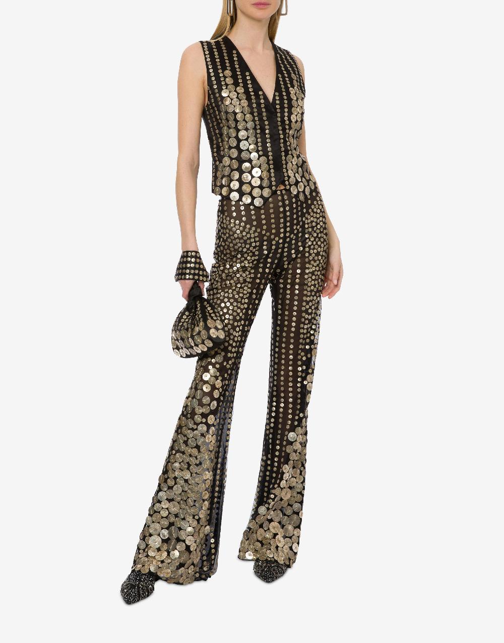 Alberta Ferretti Pantalone Flare Con Ricamo Medaglie