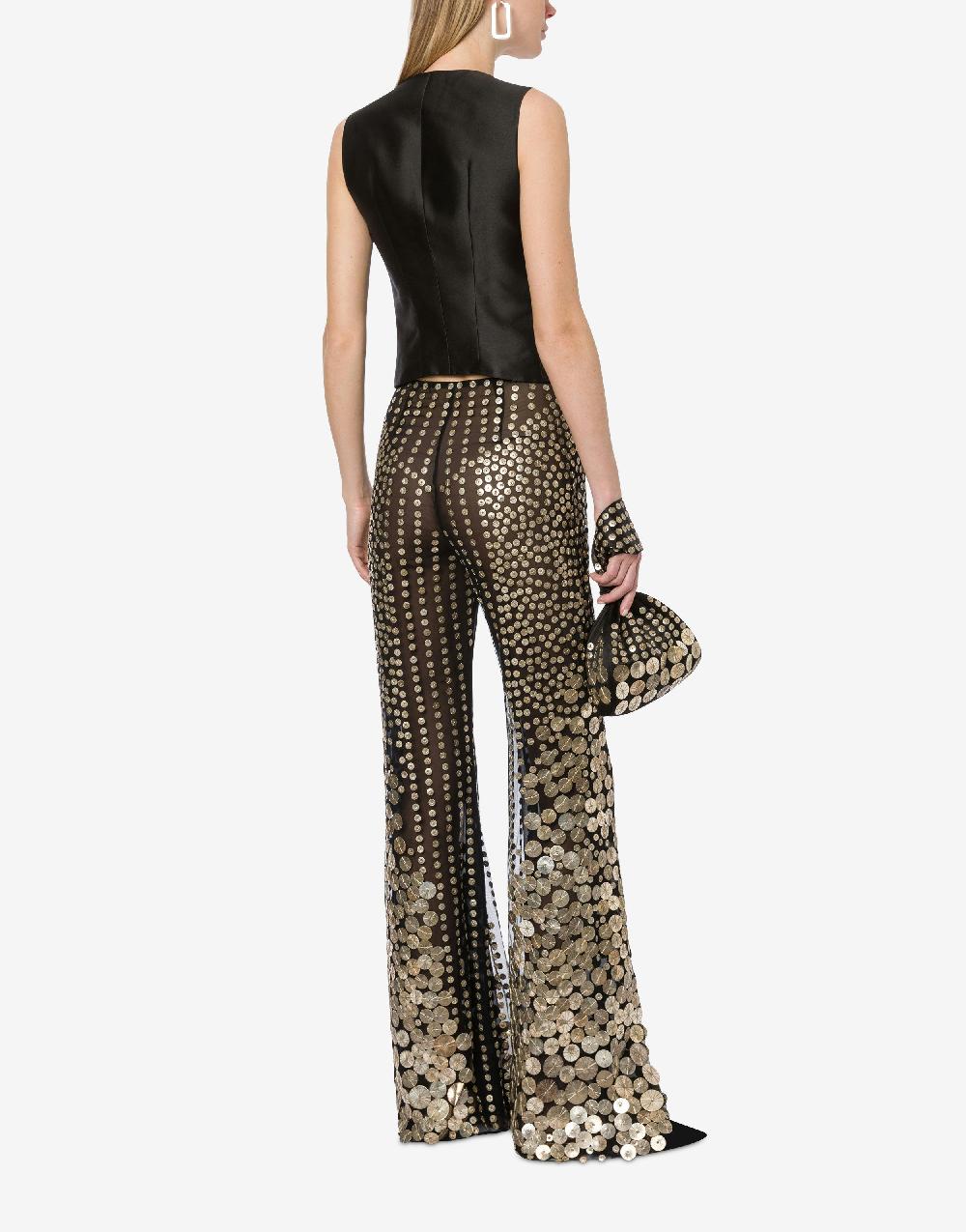 Alberta Ferretti Pantalone Flare Con Ricamo Medaglie