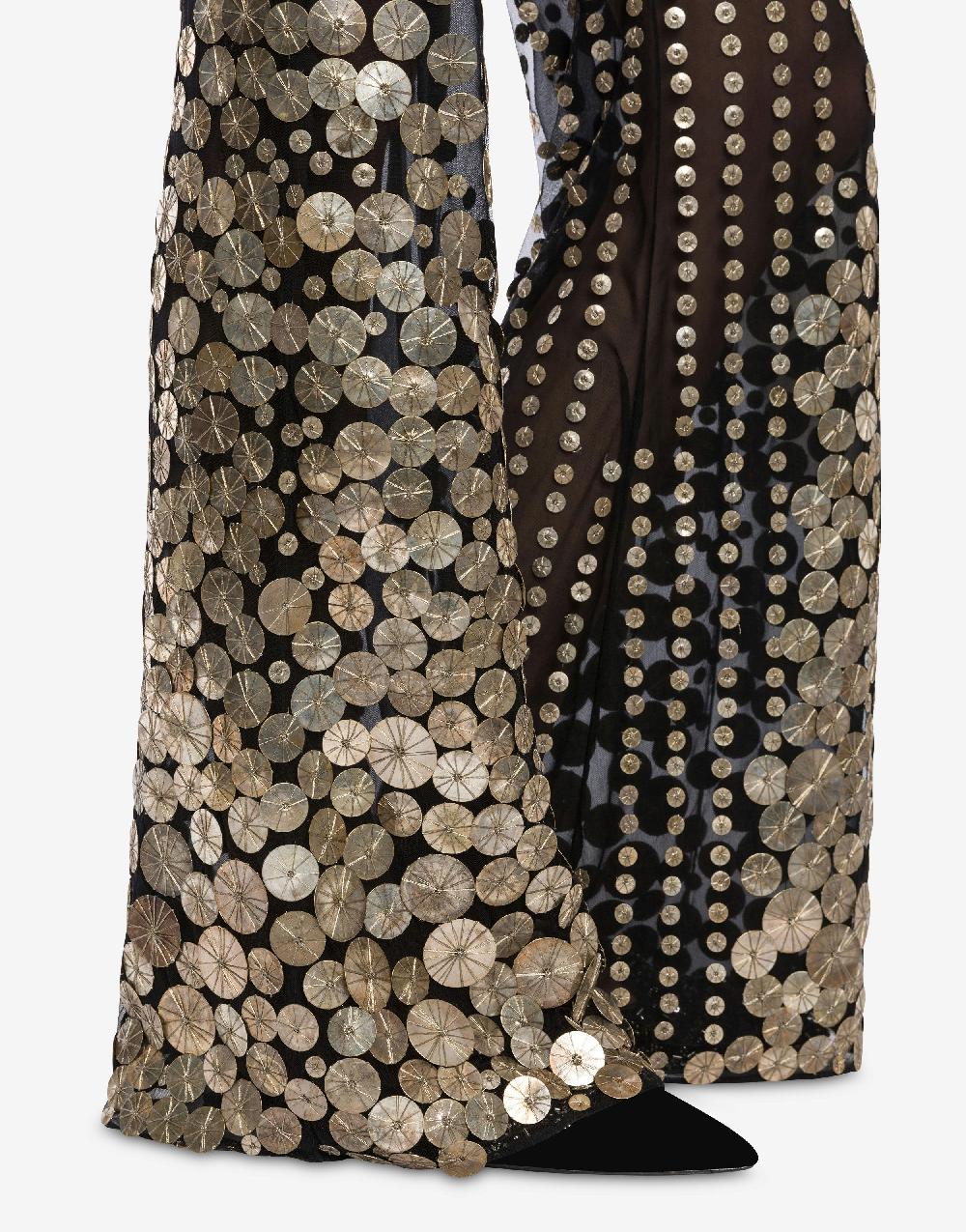 Alberta Ferretti Pantalone Flare Con Ricamo Medaglie