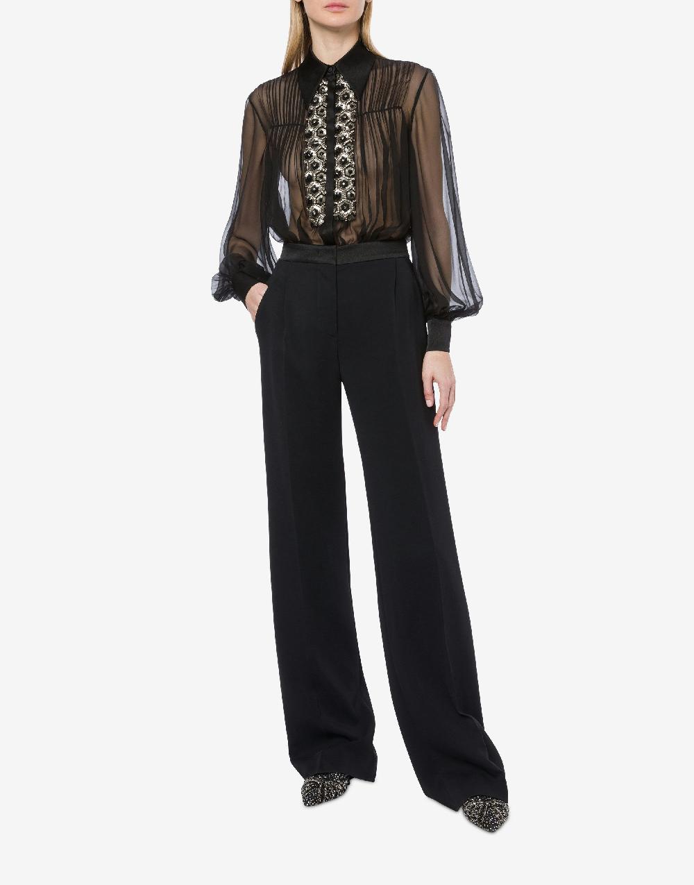Alberta Ferretti Pantalone In Cady Stretch Con Dettagli In Raso