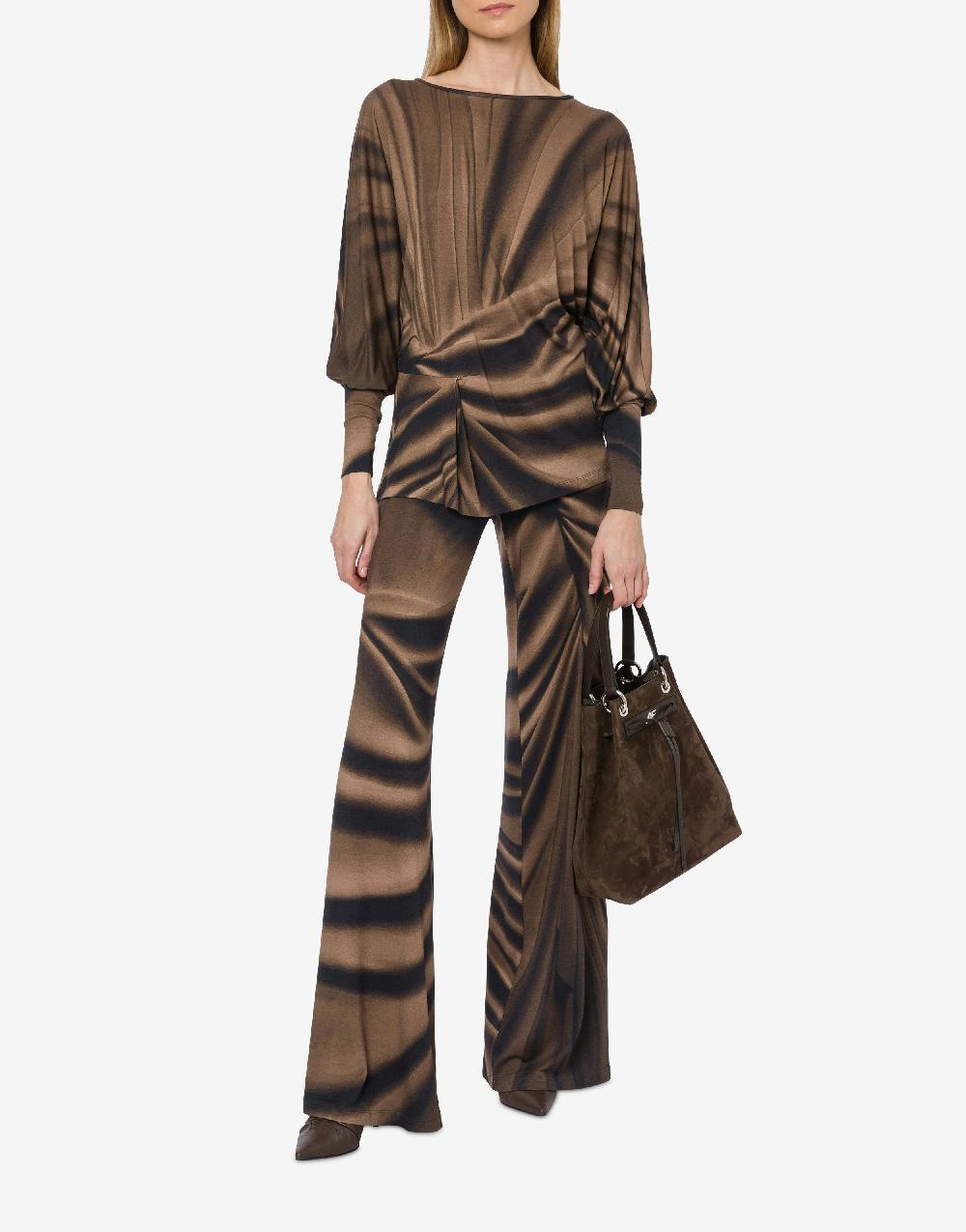 Alberta Ferretti Pantalone In Jersey Con Stampa Drappeggio