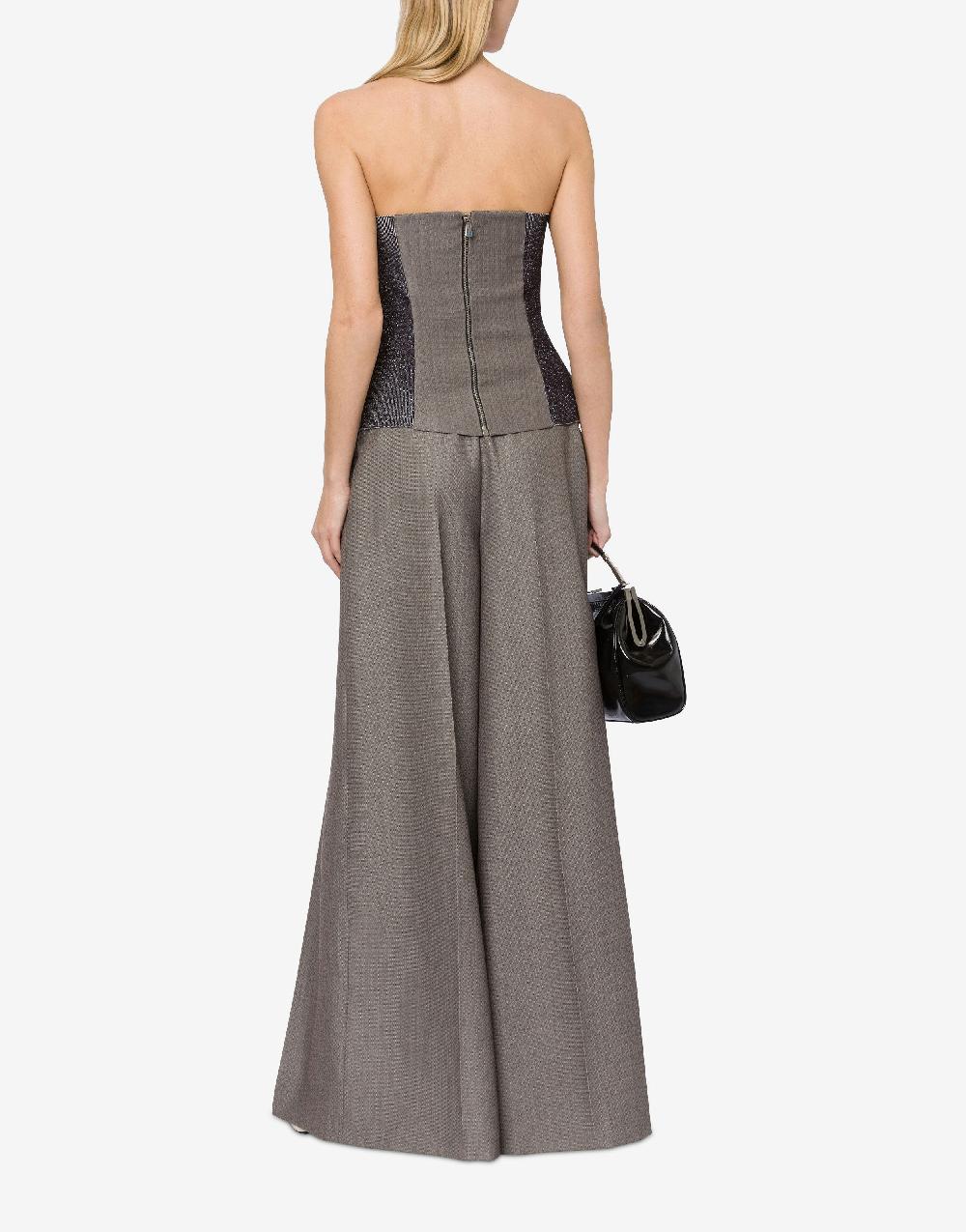 Alberta Ferretti Pantalone In Tweed Di Lana Con Pieghe