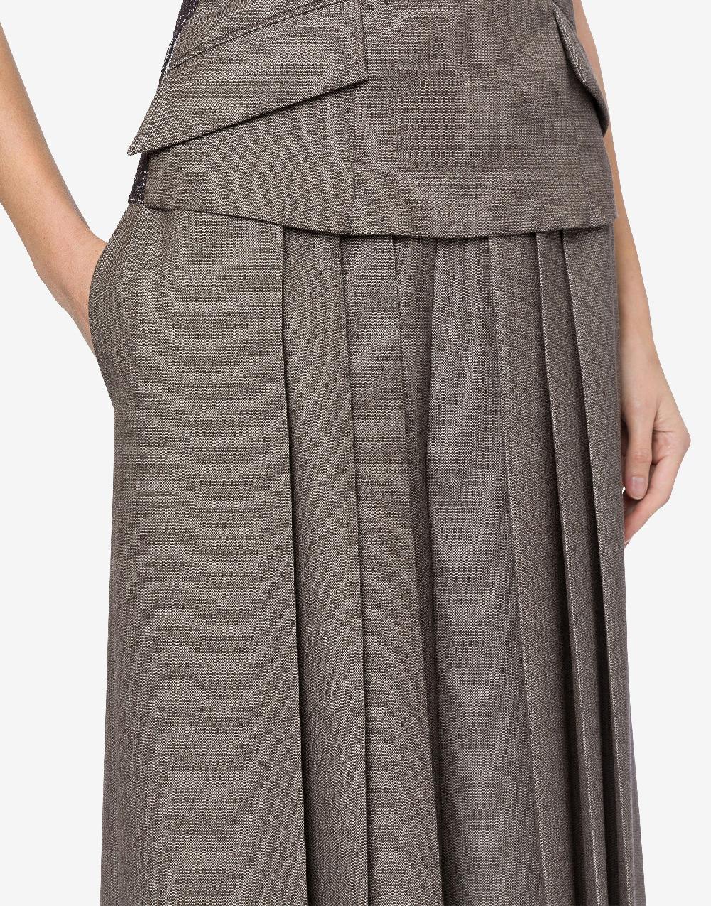 Alberta Ferretti Pantalone In Tweed Di Lana Con Pieghe