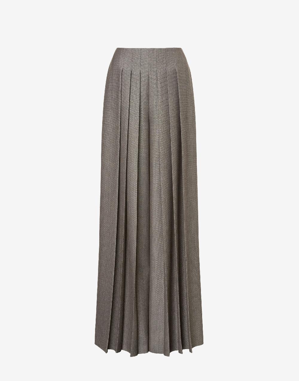 Alberta Ferretti Pantalone in tweed di lana con pieghe