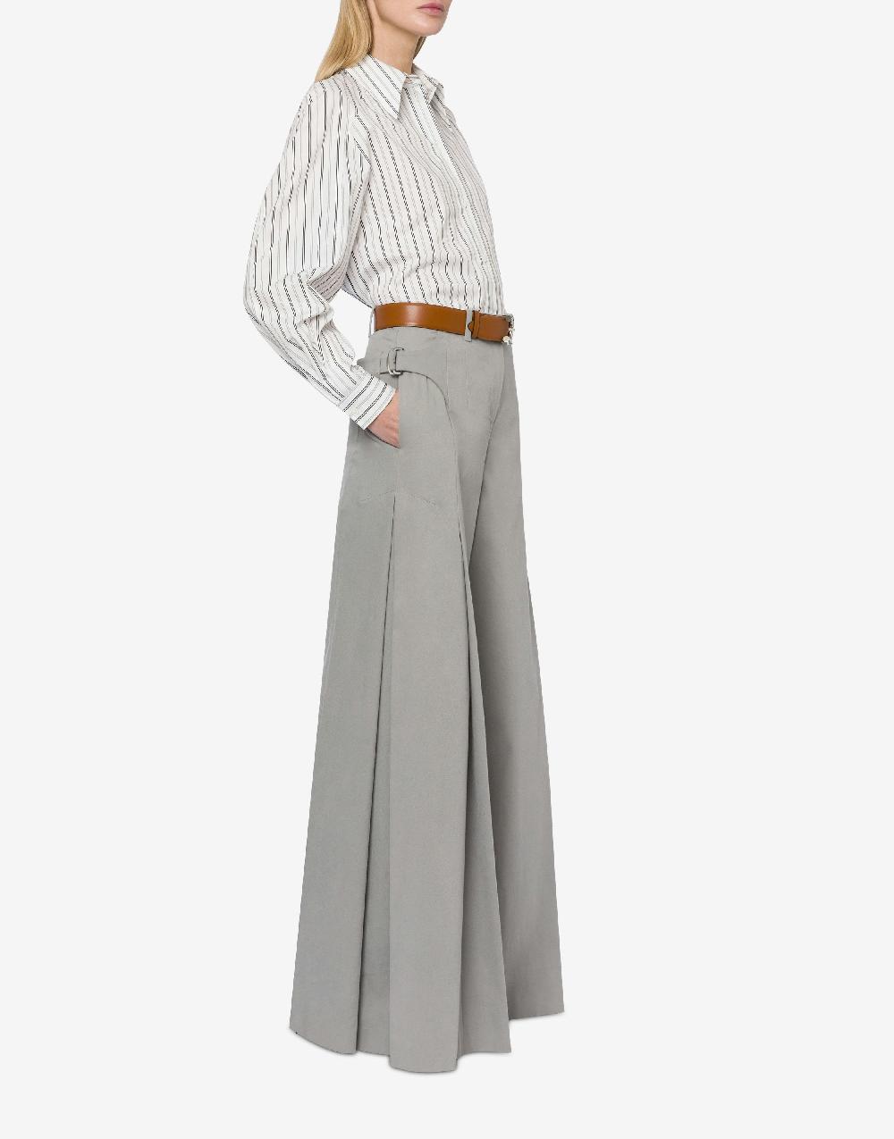 Alberta Ferretti Pantalone Oversize In Gabardina Di Cotone Stretch