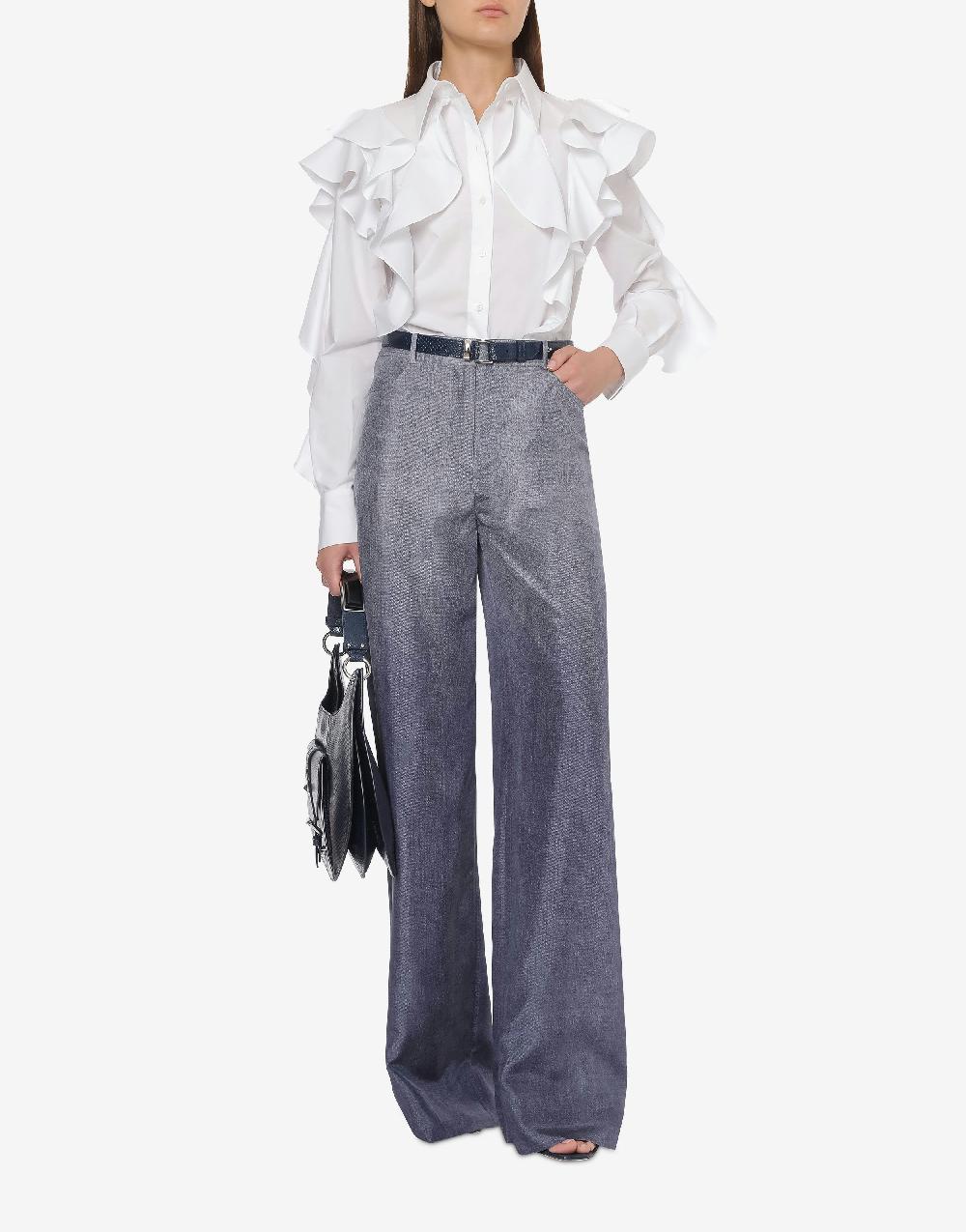 Alberta Ferretti Pantalone Oversize In Habotai Stampa Denim
