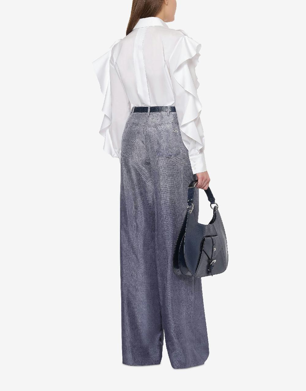 Alberta Ferretti Pantalone Oversize In Habotai Stampa Denim