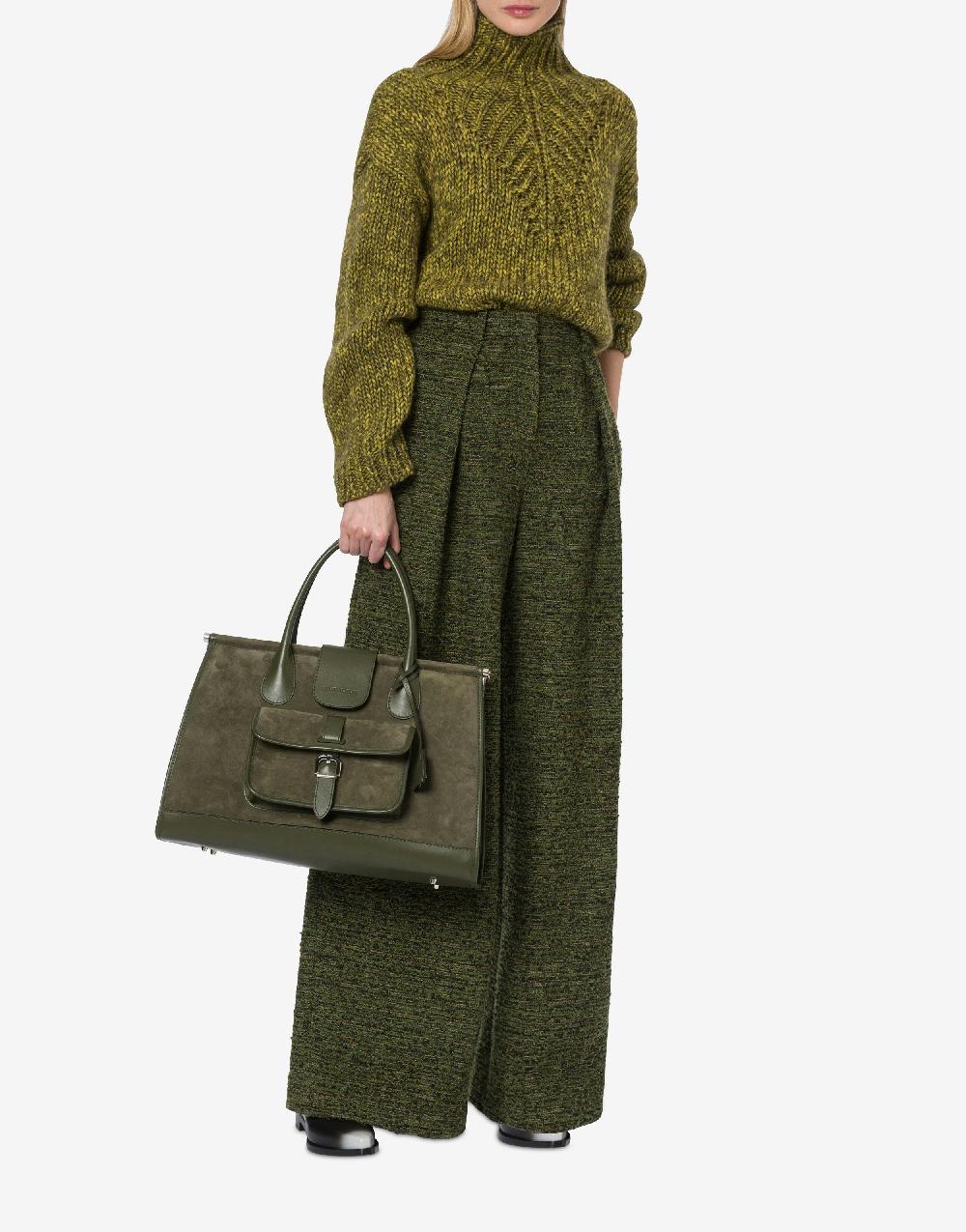 Alberta Ferretti Pantalone Oversize In Tweed Bottonato