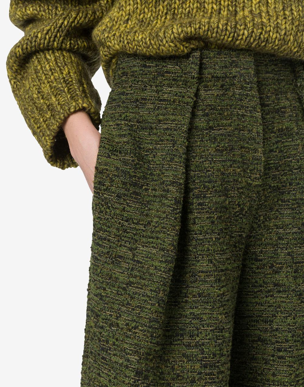 Alberta Ferretti Pantalone Oversize In Tweed Bottonato