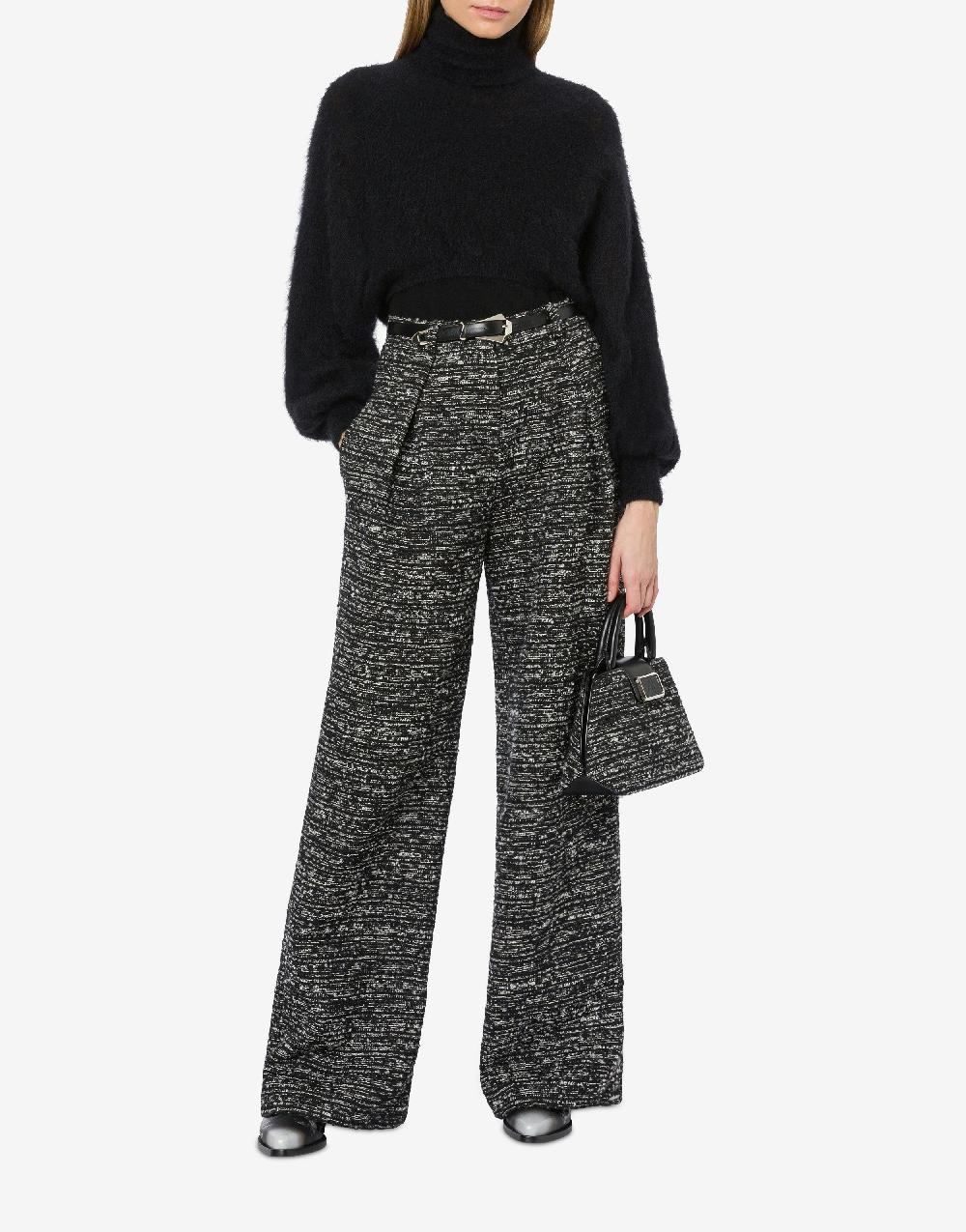Alberta Ferretti Pantalone Oversize In Tweed Bottonato