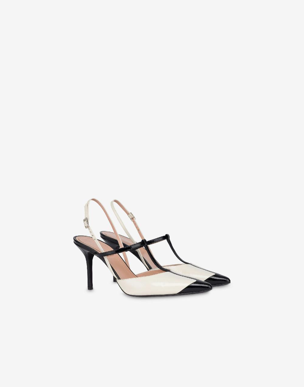Alberta Ferretti Slingback in vitello lucido bicolor 90's