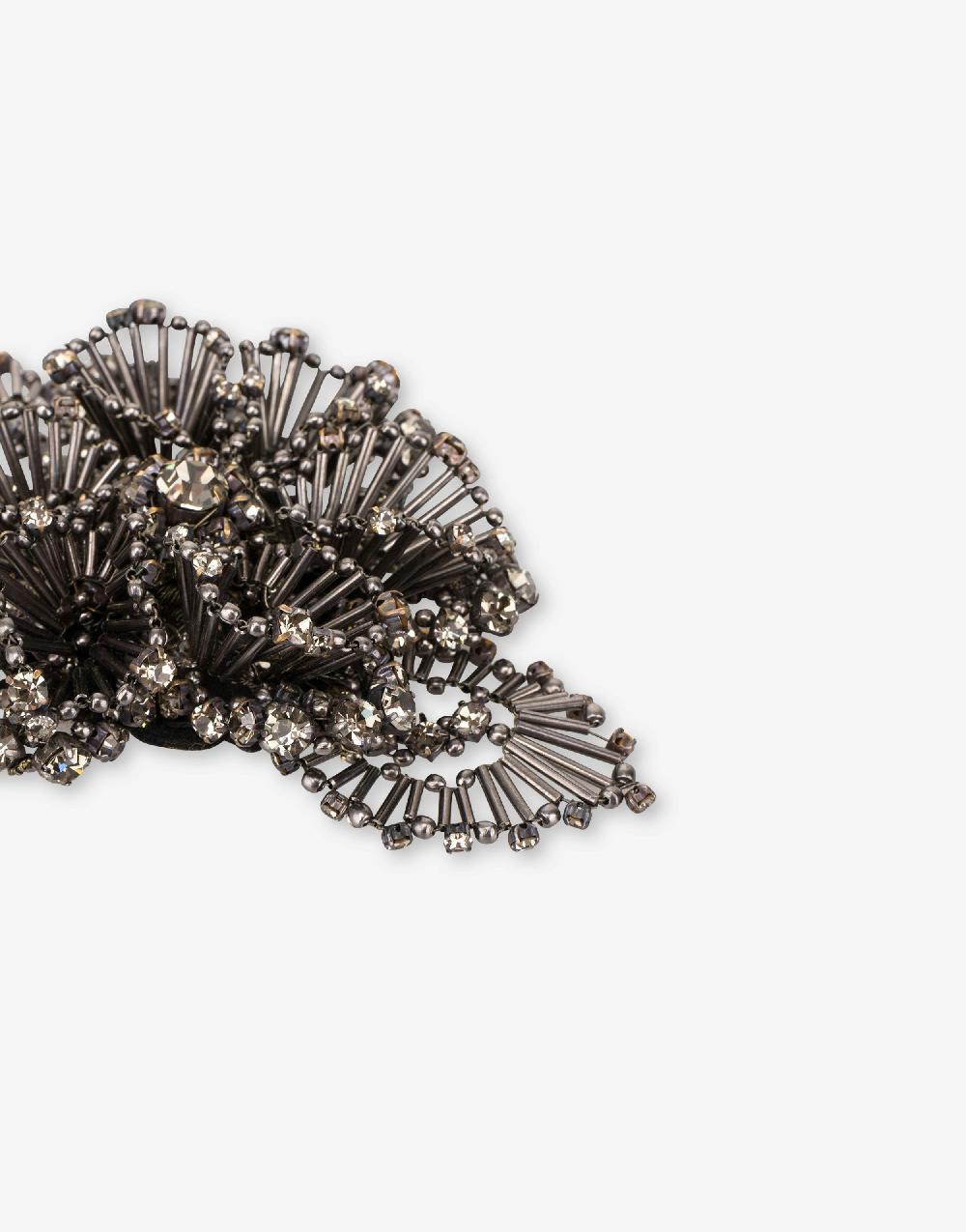 Alberta Ferretti Spilla Bijoux A Fiore Argento Con Pietre E Perline