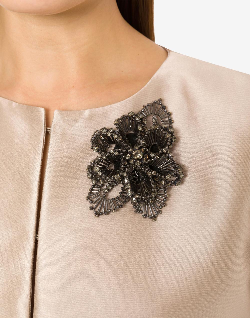 Alberta Ferretti Spilla Bijoux A Fiore Argento Con Pietre E Perline