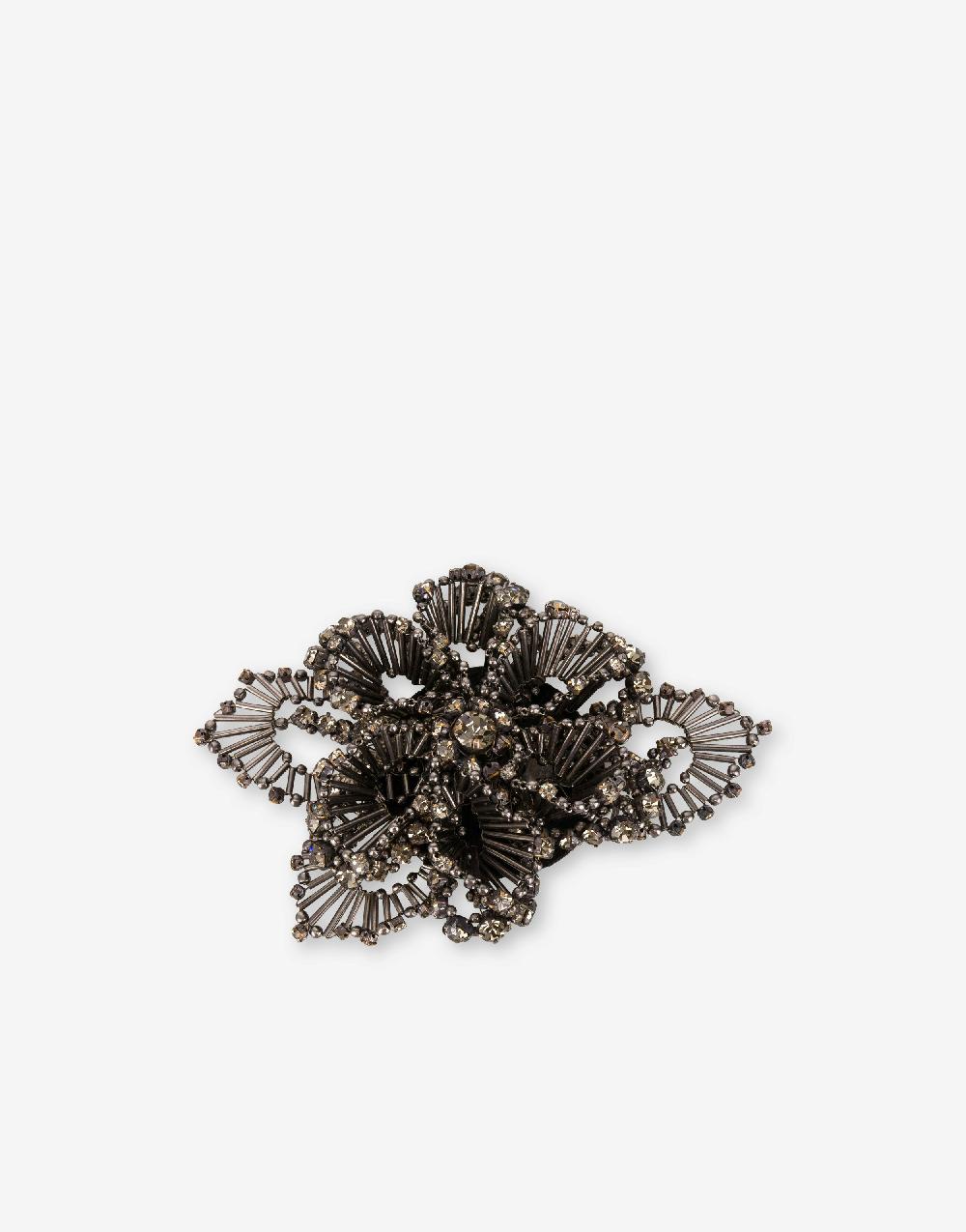 Alberta Ferretti Spilla bijoux a fiore argento con pietre e perline