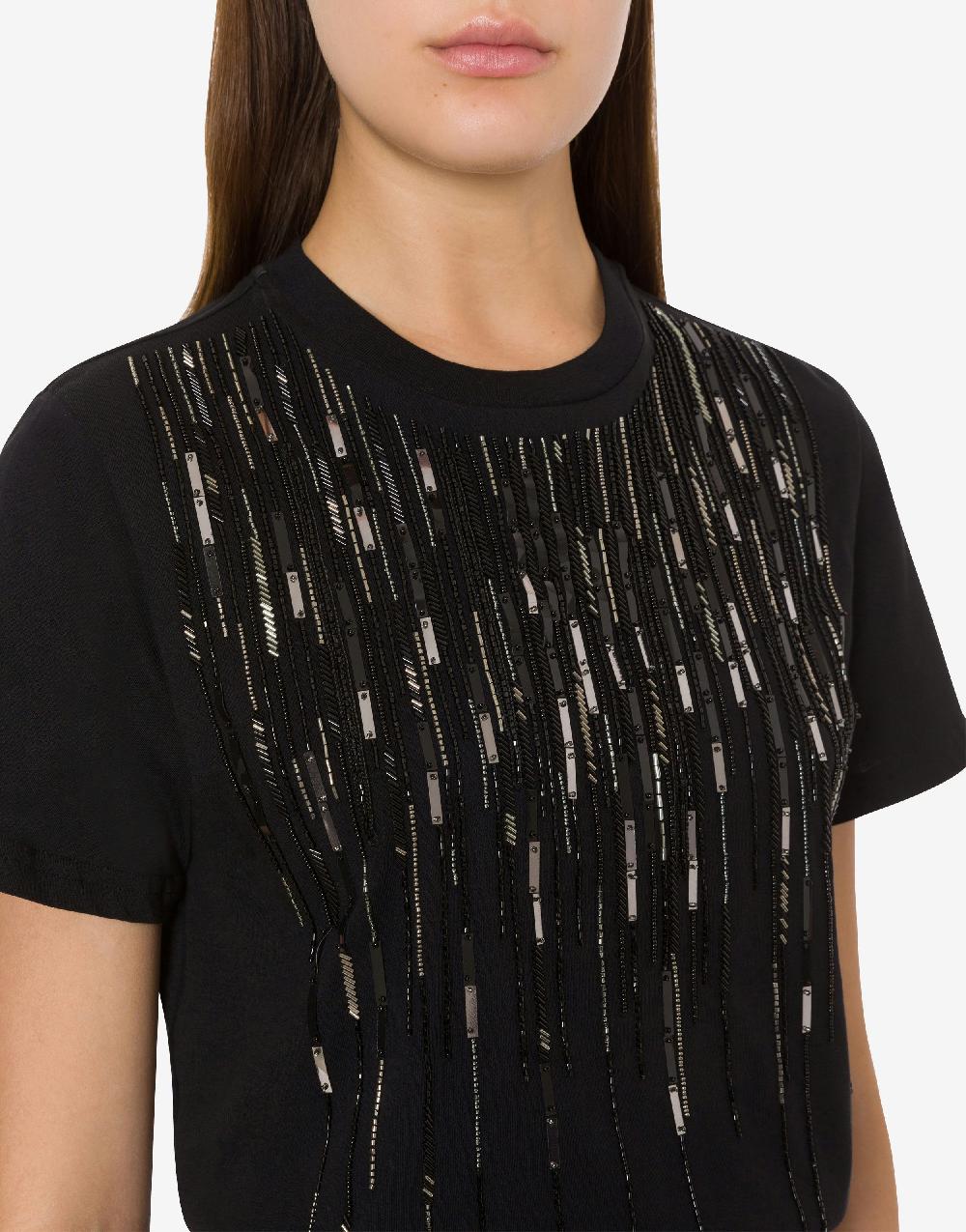 Alberta Ferretti T-shirt Con Perline E Paillettes Degradé