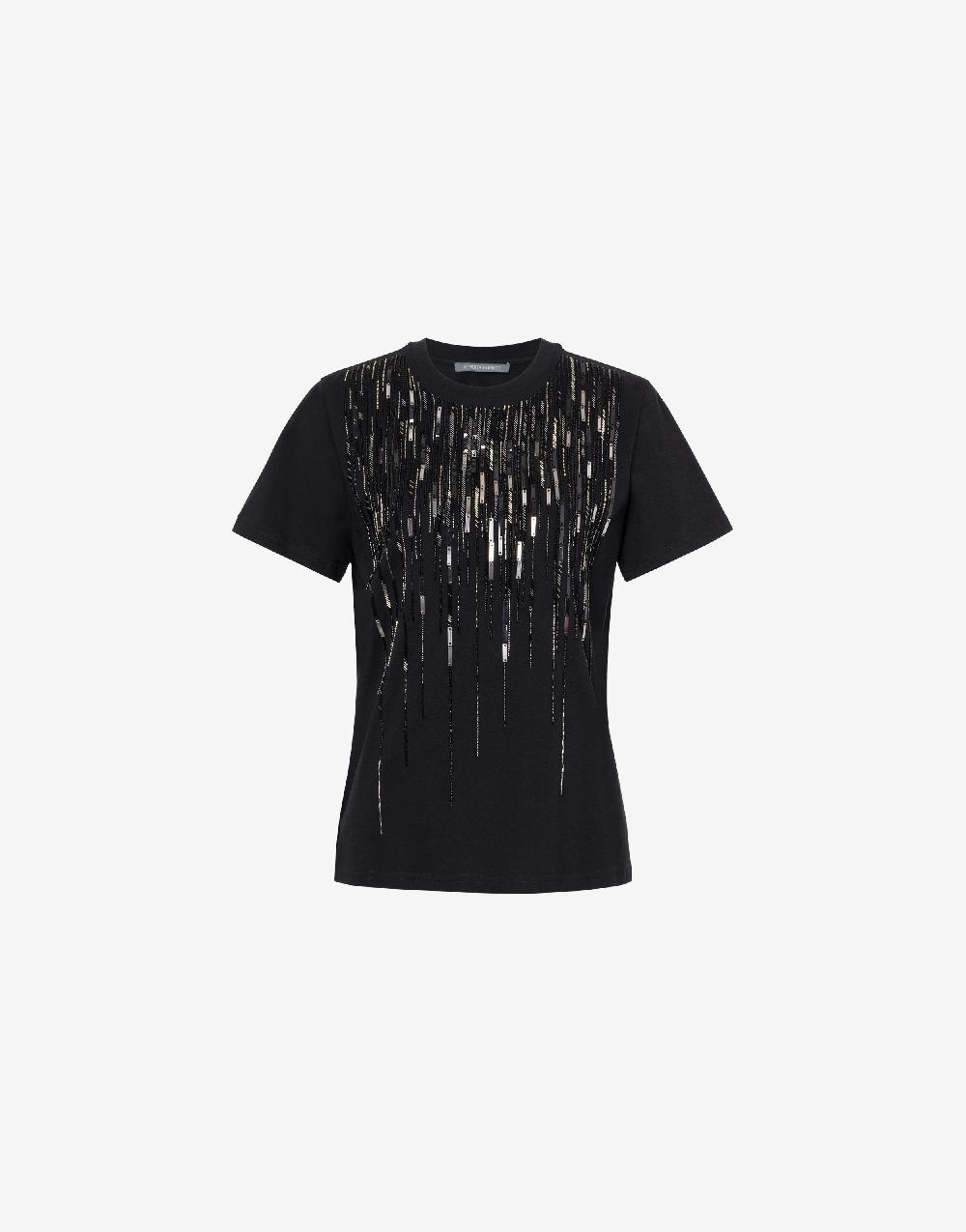 Alberta Ferretti T-shirt con perline e paillettes degradé