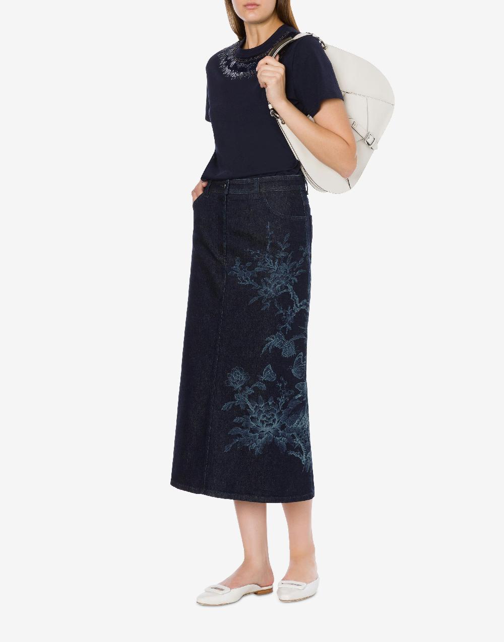 Alberta Ferretti T-shirt In Jersey Con Ricamo Paillettes E Stones