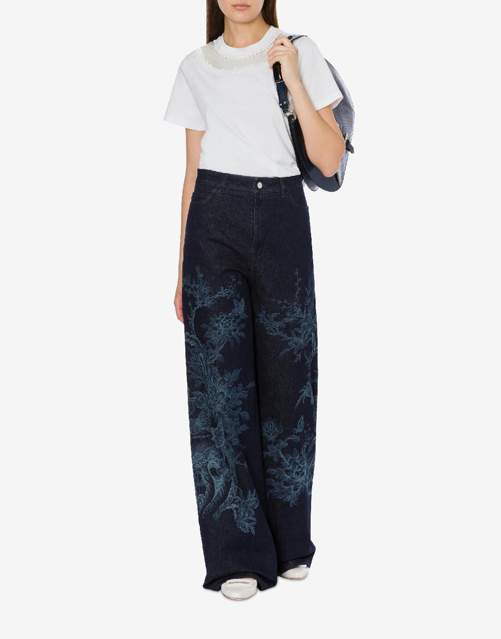 Alberta Ferretti T-shirt In Jersey Con Ricamo Paillettes E Stones